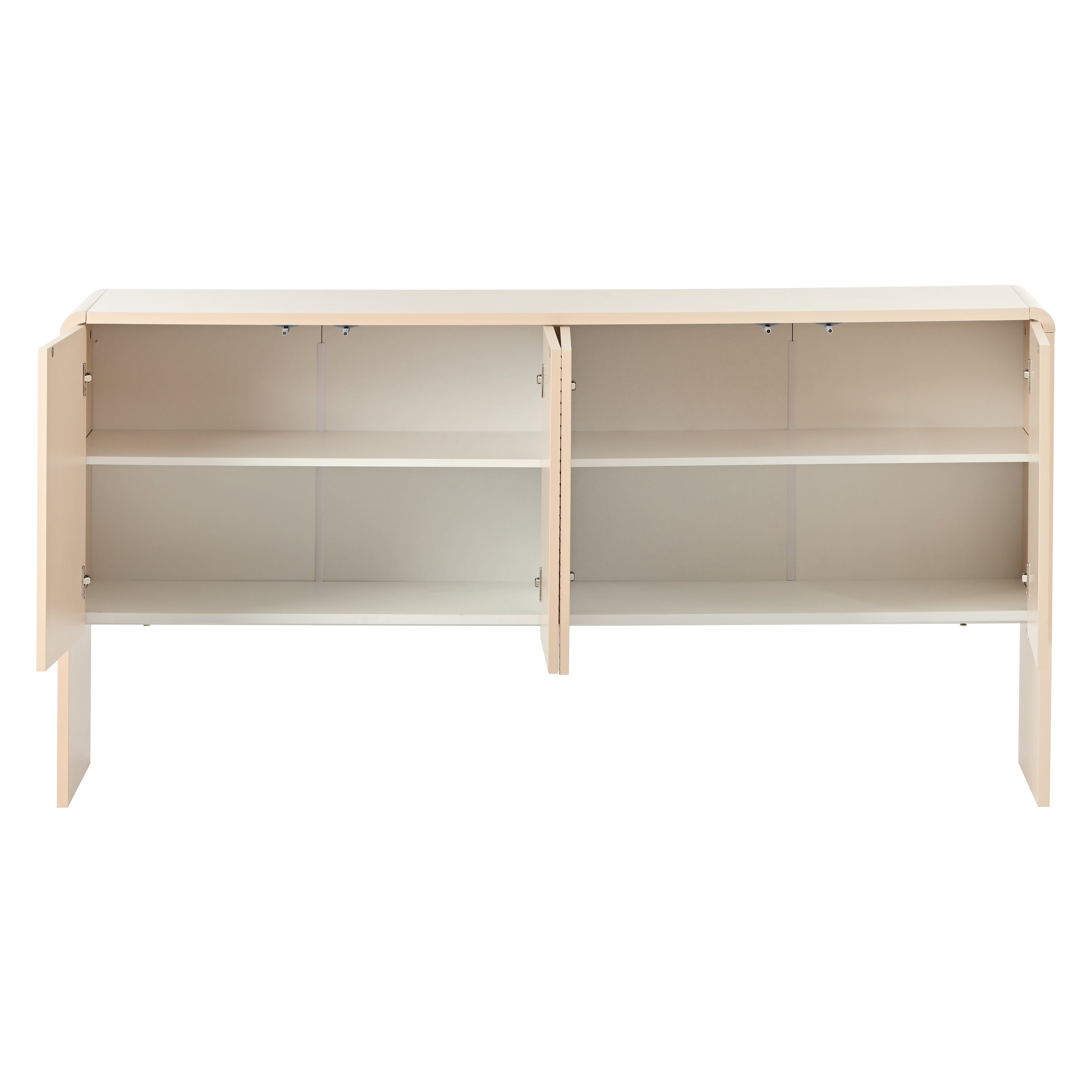 HAOYYE Minimalist Style 60"L Large Storage Space Sideboard with 4 Doors and Rebound Device for Living Room and Entryway (Apricot Cream) Sturdy Space-Saving Heavy Duty Modern Design Adults