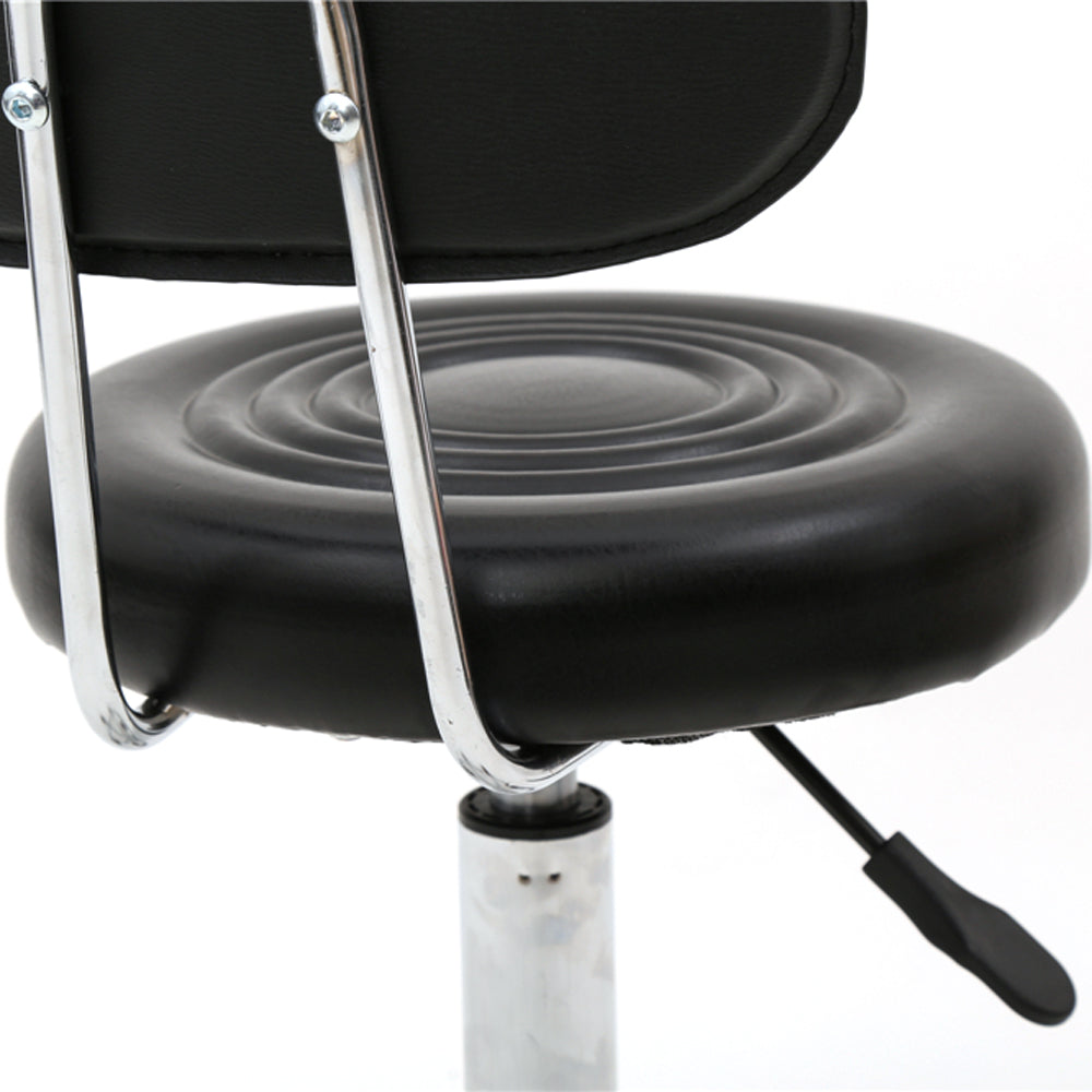 HAOYYE Black Adjustable Salon Stool with Backrest Round Seat Design 360° Swivel PU Leather Comfortable Rolling Chair for Home Office Studio Beauty Spa Lightweight Anti-Skid Durable Construction
