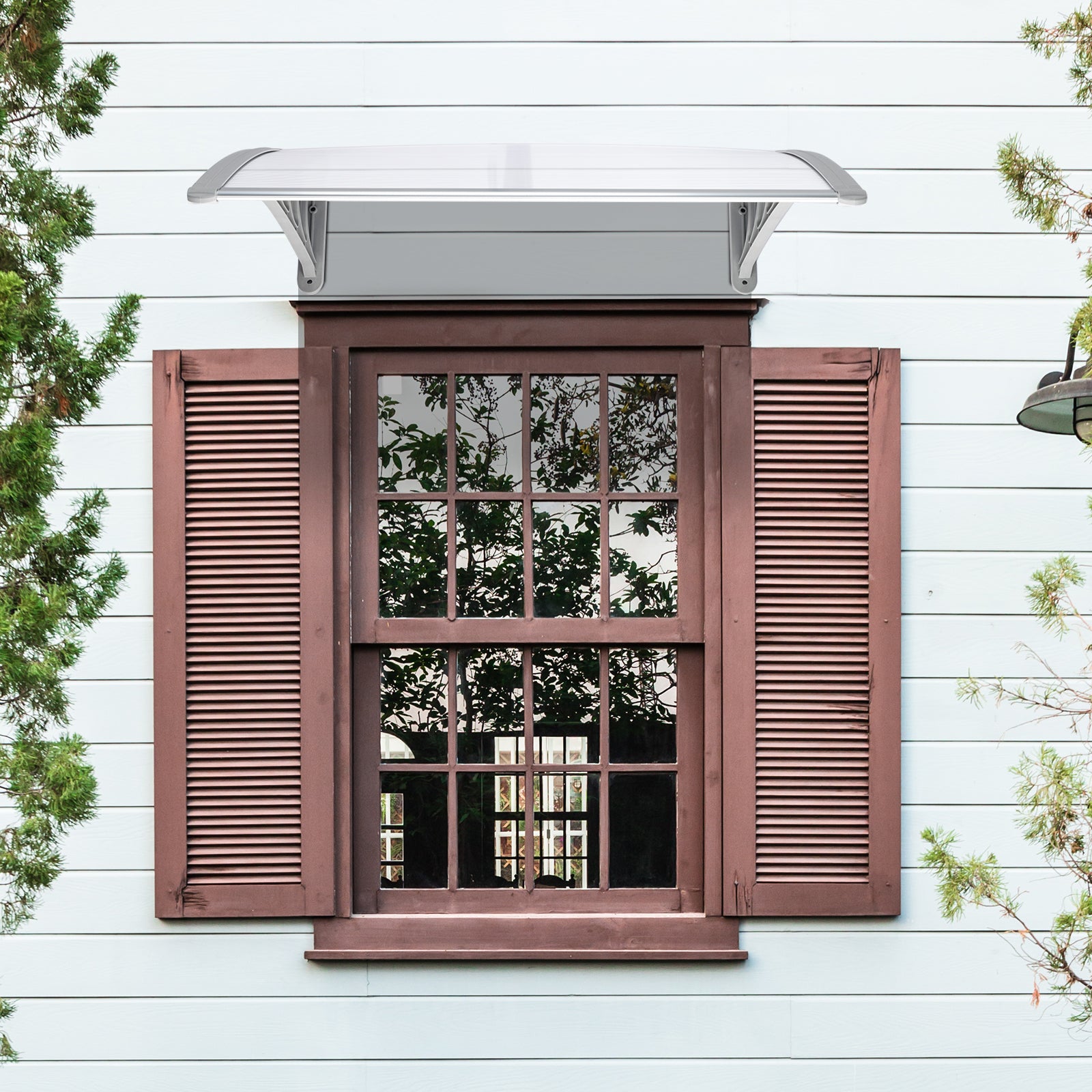 HAOYYE Household Door and Window Rain Cover Eaves Canopy with Gray Aluminum Bracket, Durable, Easy to Install, Provides Protection From Rain and Sun, Ideal for Outdoor Use, Stylish House Decoration