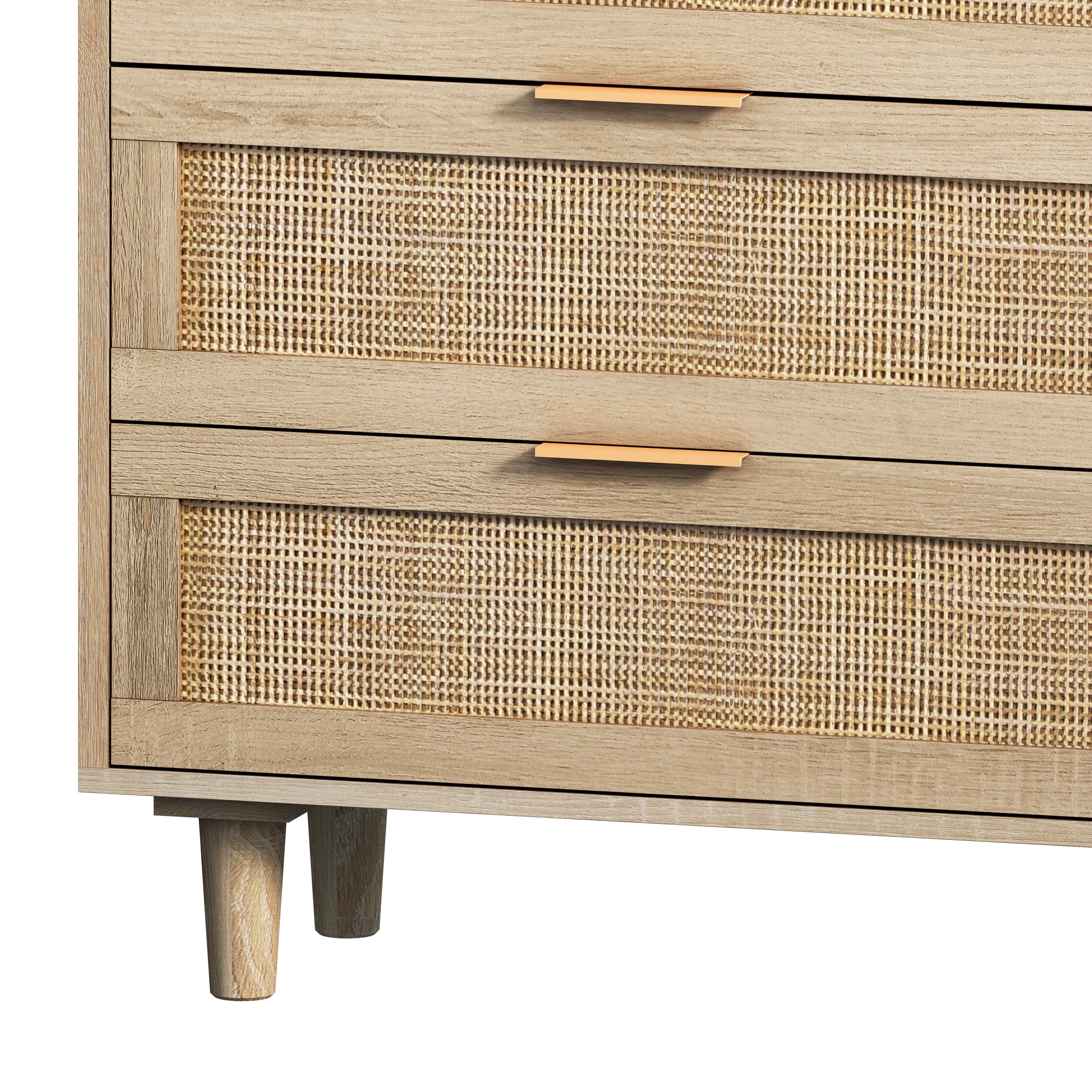 HAOYYE 6-Drawer Rattan Storage Cabinet for Bedroom or Living Room, Natural, Sturdy Space-Saving Design, Heavy Duty Construction, Easy Assembly, Durable and Stylish Home Furniture