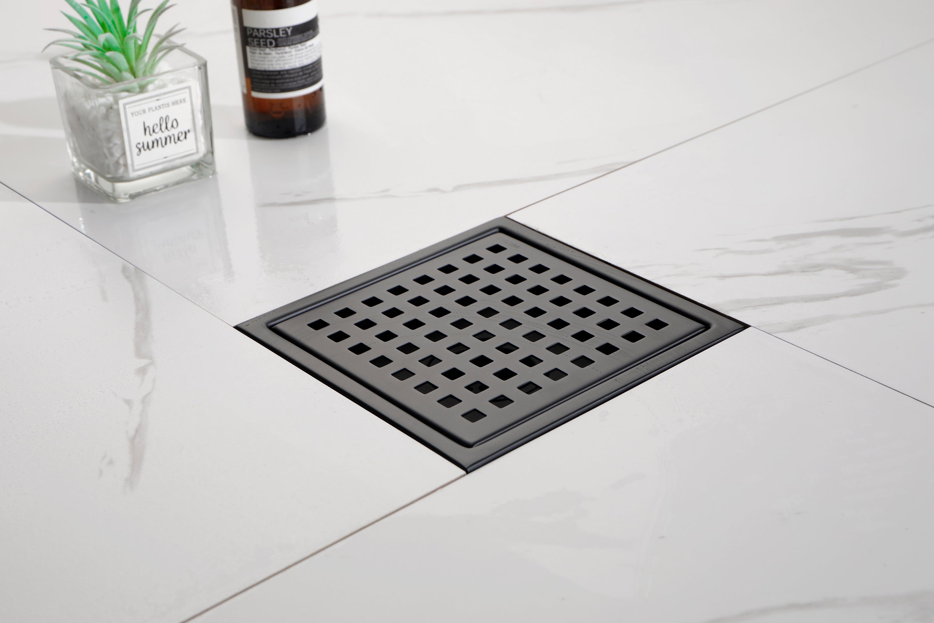 HAOYYE 6 Inch Square Shower Floor Drain Square Shower Floor Drain with Flange,Pattern Grate Removable,Food-Grade SUS 304 Stainless Steel Sturdy Space-Saving Heavy Duty Modern Design Adults Dorm Room