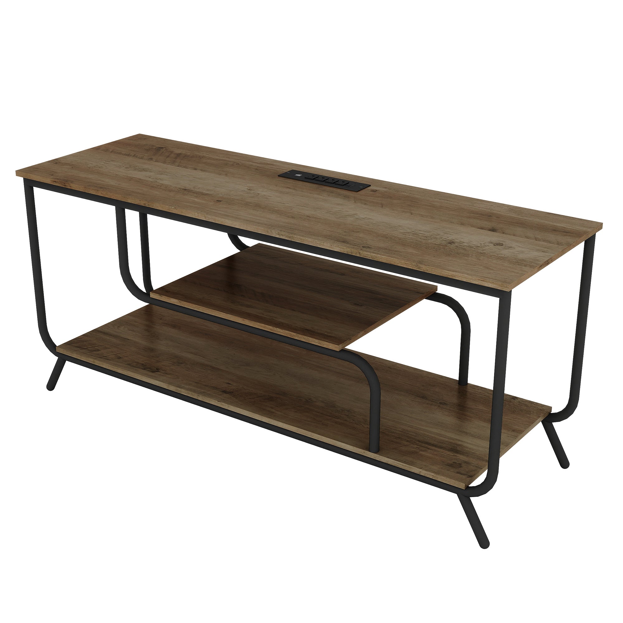 HAOYYE Modern TV Stand With Power Outlets And LED Lights, Entertainment Center With Shelves, TV Console Table For Living Room And Bedroom, Light Gray Sturdy Space-Saving Heavy Duty Design