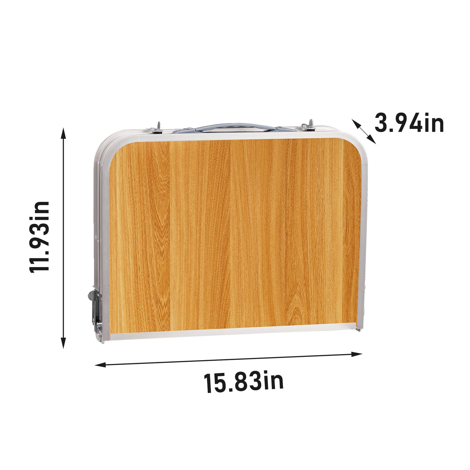 HAOYYE Wooden Pattern with 3 Adjustable Height Outdoor Folding Camping Table, Portable Aluminum Foldable Patio Side Table, Lightweight and Durable Design with Carry Handle for Hiking, Picnic, BBQ, Beach, Indoor or Outdoor Use