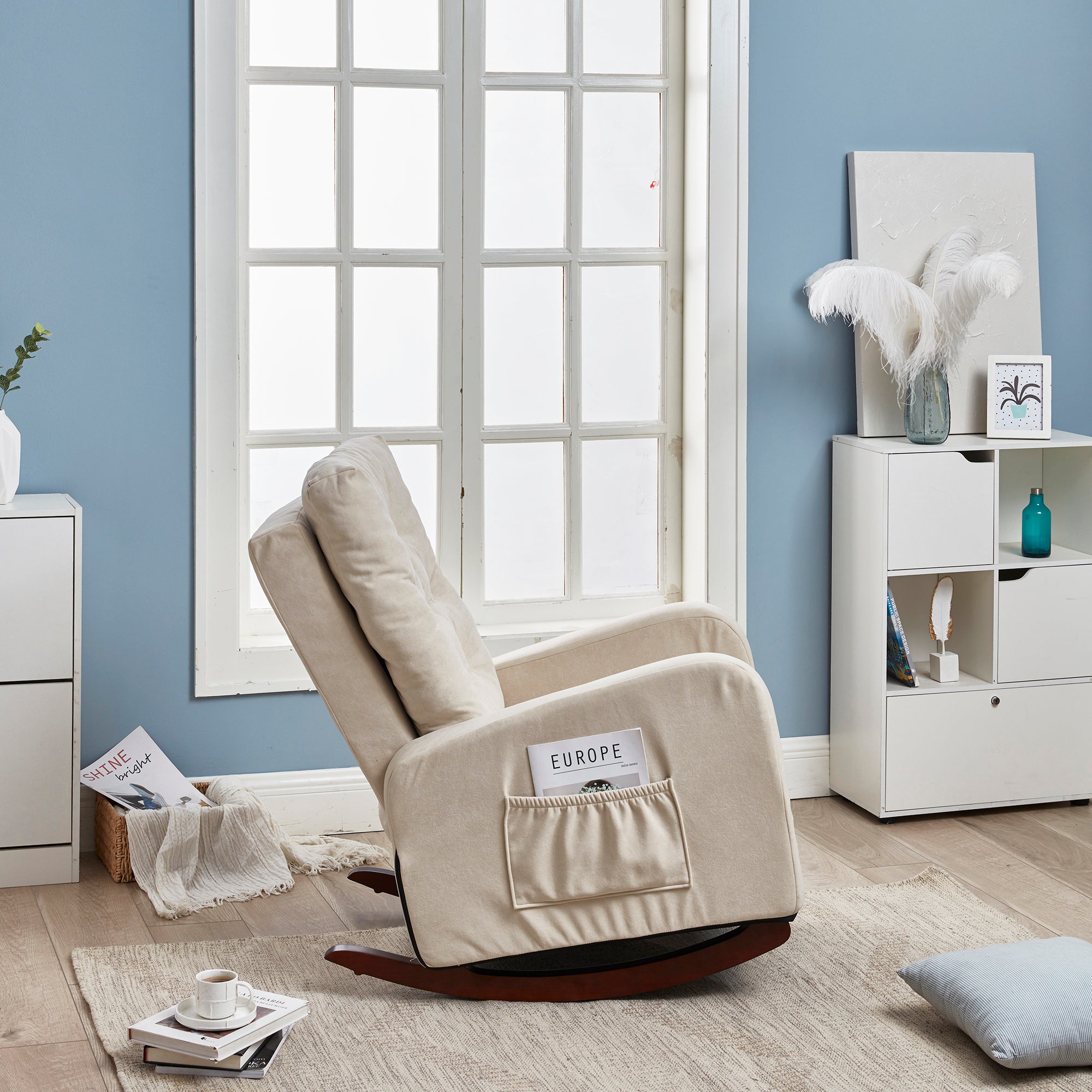 HAOYYE Single sofa reclining chair Japanese chair lazy sofa tatami balcony reclining sofa adjustable chair Sturdy Space-Saving Heavy Duty Modern Design Adults Dorm Room Easy Assembly Bedroom Furniture