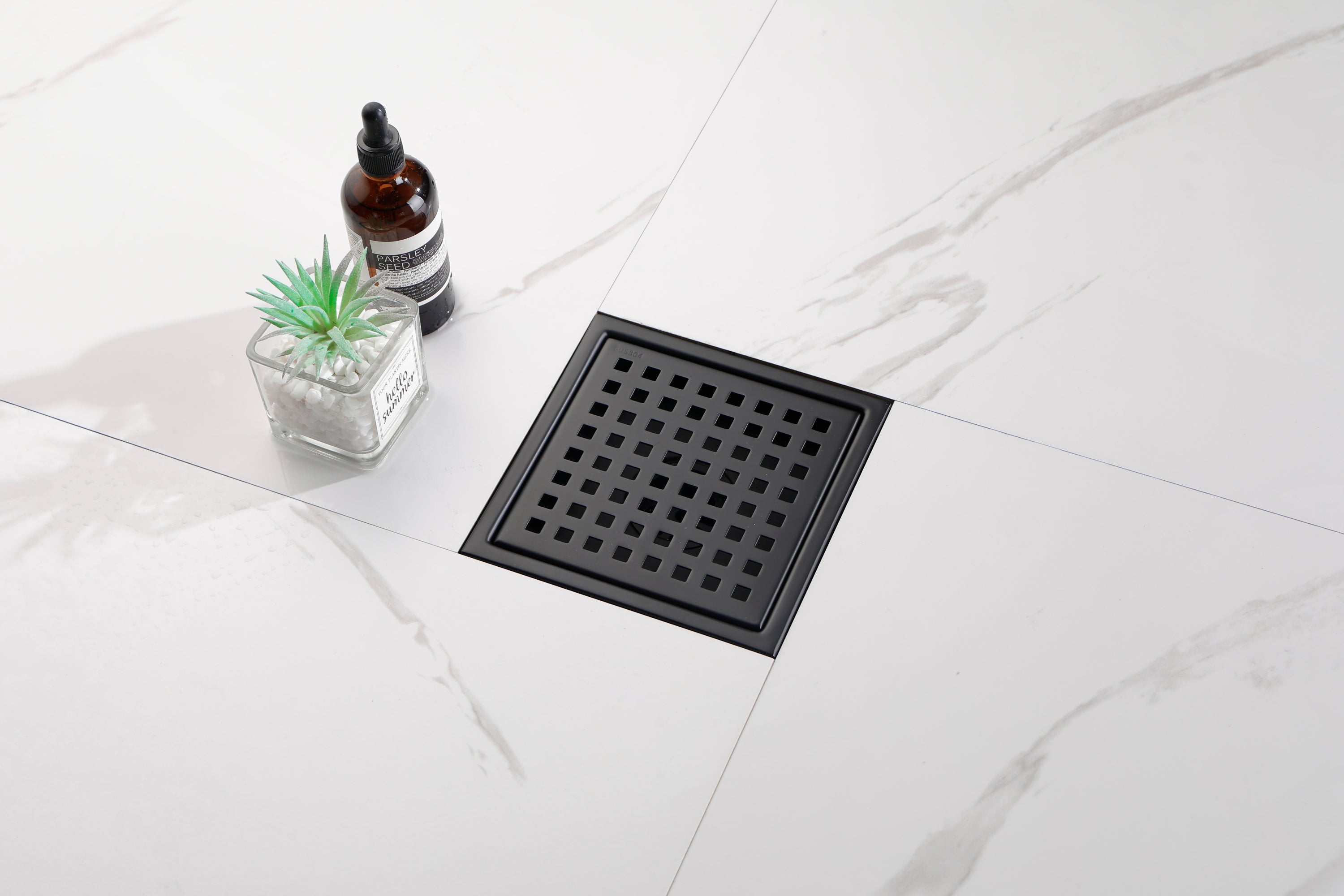 HAOYYE 6 Inch Square Shower Floor Drain Sturdy Space-Saving Heavy Duty Modern Design Adults Dorm Room Easy Assembly Bedroom Furniture