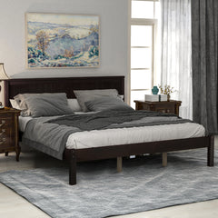HAOYYE Platform Bed Frame with Headboard, Wood Slat Support, No Box Spring Needed, Queen,Espresso(OLD SKU:WF191420AAP) Sturdy Space-Saving Heavy Duty Modern Design Adults Dorm Room Easy Assembly