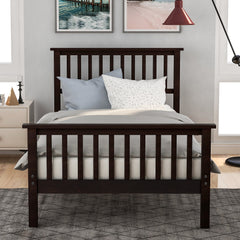 HAOYYE Wood Platform Bed Twin Bed with Headboard and Footboard (Espresso) Sturdy Space-Saving Heavy Duty Modern Design Easy Assembly Durable Stylish Home Furniture Versatile
