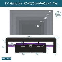 HAOYYE FashionTVstandTVcabinet,EntertainmentCenter,TVstationTV console,media console,with LEDlight belt,light belt remote control,toughenedglassshelf,metal handle,Canbeplaced in the living room,bedroom,black