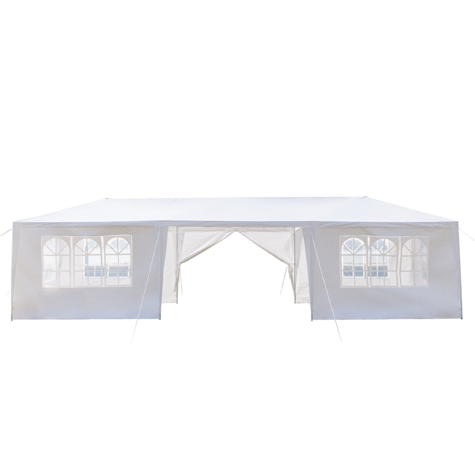 HAOYYE 10x30ft Outdoor Party Tent Waterproof PE Canopy with 8 Side Panels and 2 Doors Spiral Tube Iron Frame for Wedding Market Event Backyard