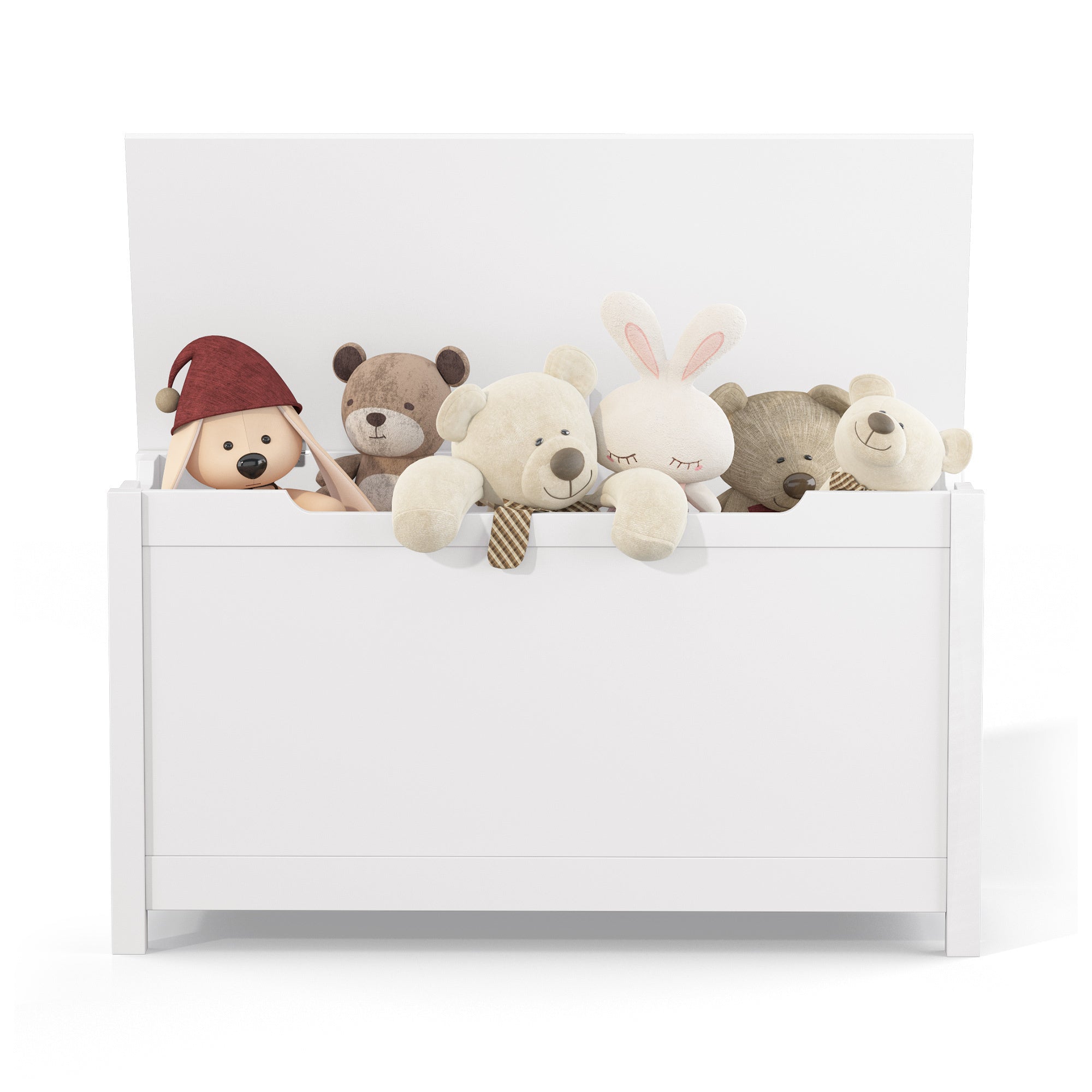 HAOYYE Wooden Toy Box Storage with Safety Hinged Lid, White, Sturdy Space-Saving Design, Easy Assembly, Durable and Stylish Home Furniture