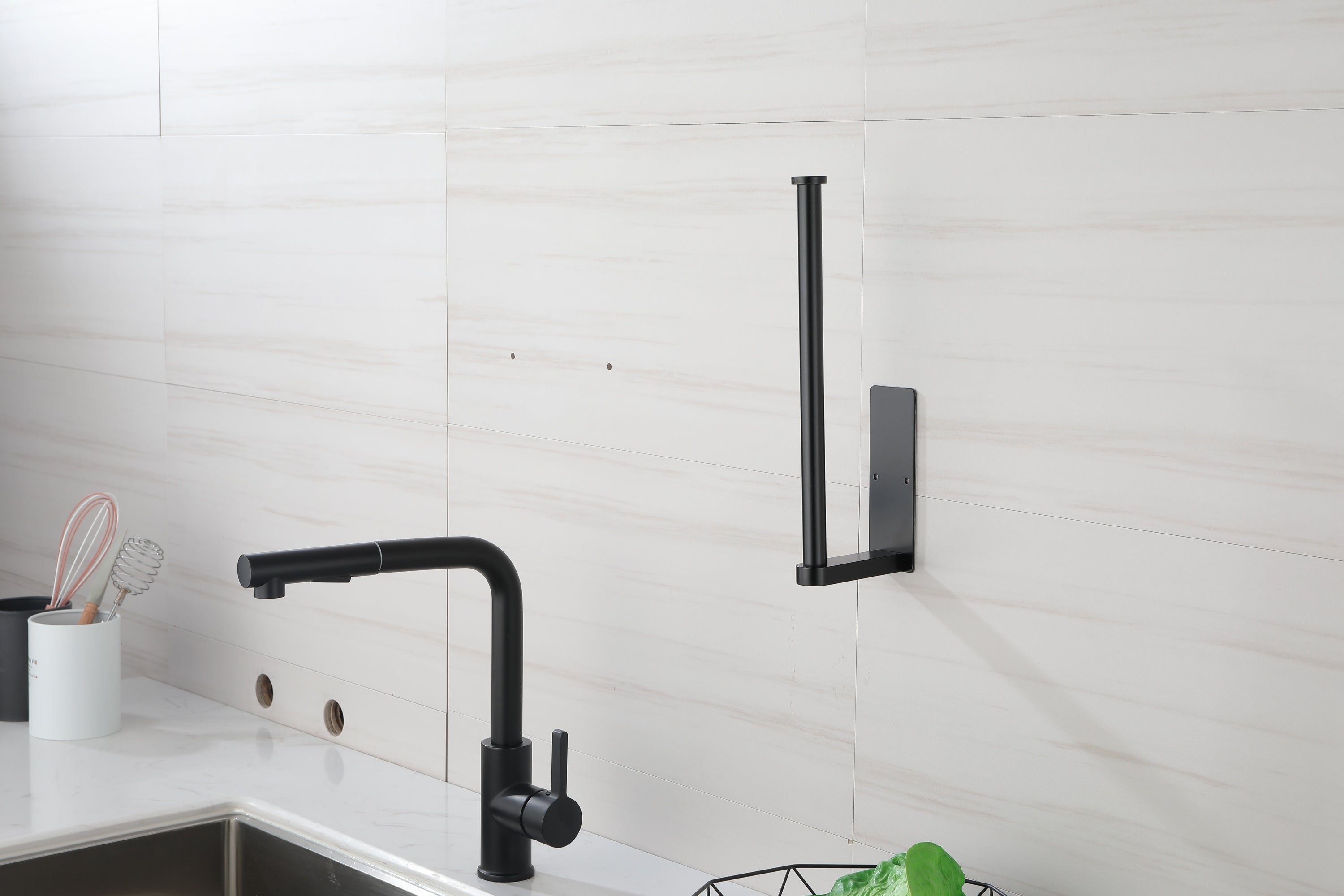 HAOYYE 2 Pack Paper Towel Holder Wall Mount, Black Paper Towel Holder Under Cabinet, Self Adhesive Paper Towel Holders, Kitchen Towel Holder for Kitchen Organization and Storage (12inch, 2 Pack) Sturdy