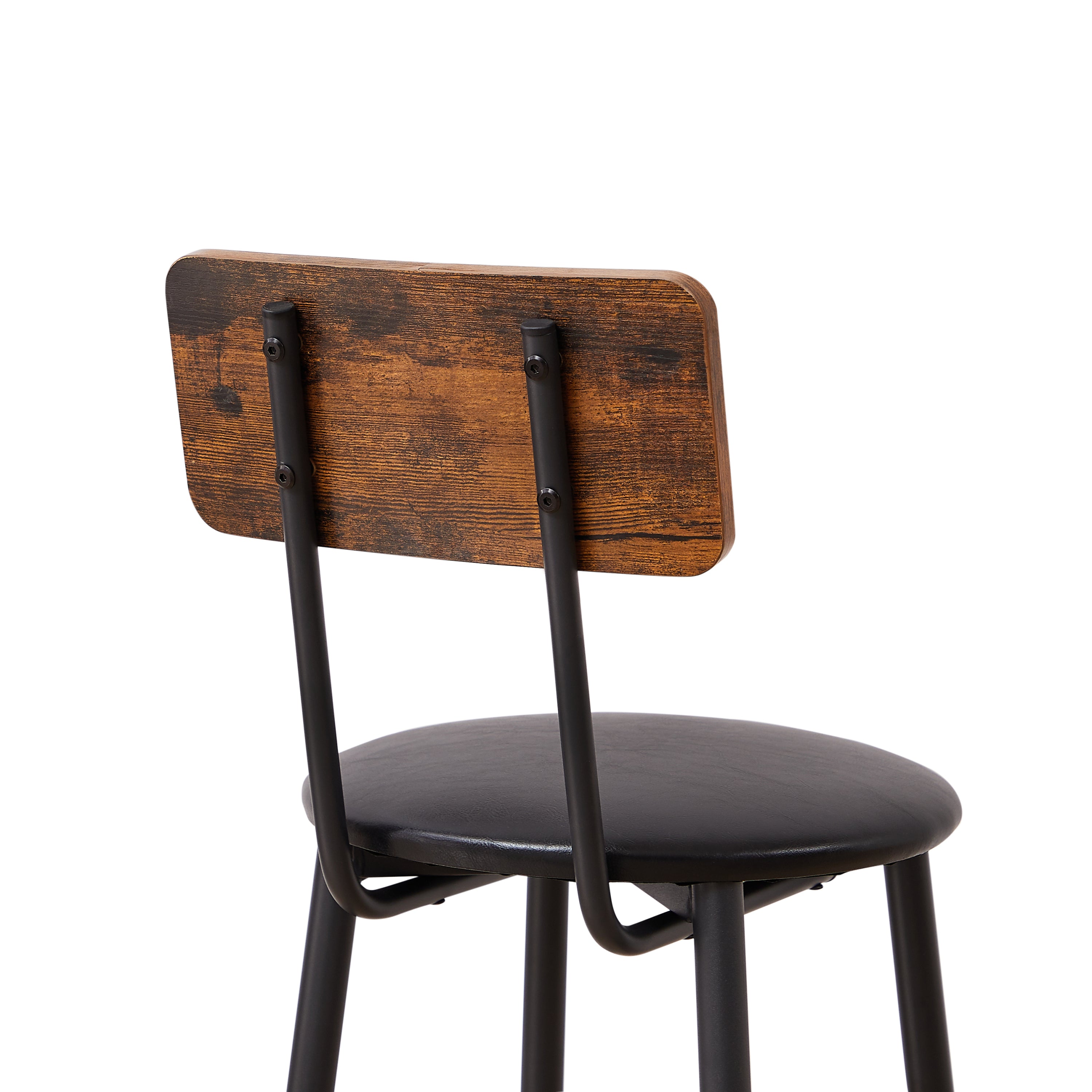 HAOYYE Bar Table Set with 2 Bar stools PU Soft seat with backrest, Rustic Brown, 23.62'' W x 23.62'' D x 35.43'' H Sturdy Space-Saving Heavy Duty Modern Design Adults Dorm Room Easy Assembly