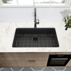 HAOYYE 32x19 inch Undermount Kitchen Sink 16 Gauge Stainless Steel Single Bowl Kitchen Sink Gunmetal Black Sturdy Space-Saving Heavy Duty Modern Design Adults Dorm Room Easy Assembly Bedroom Furniture