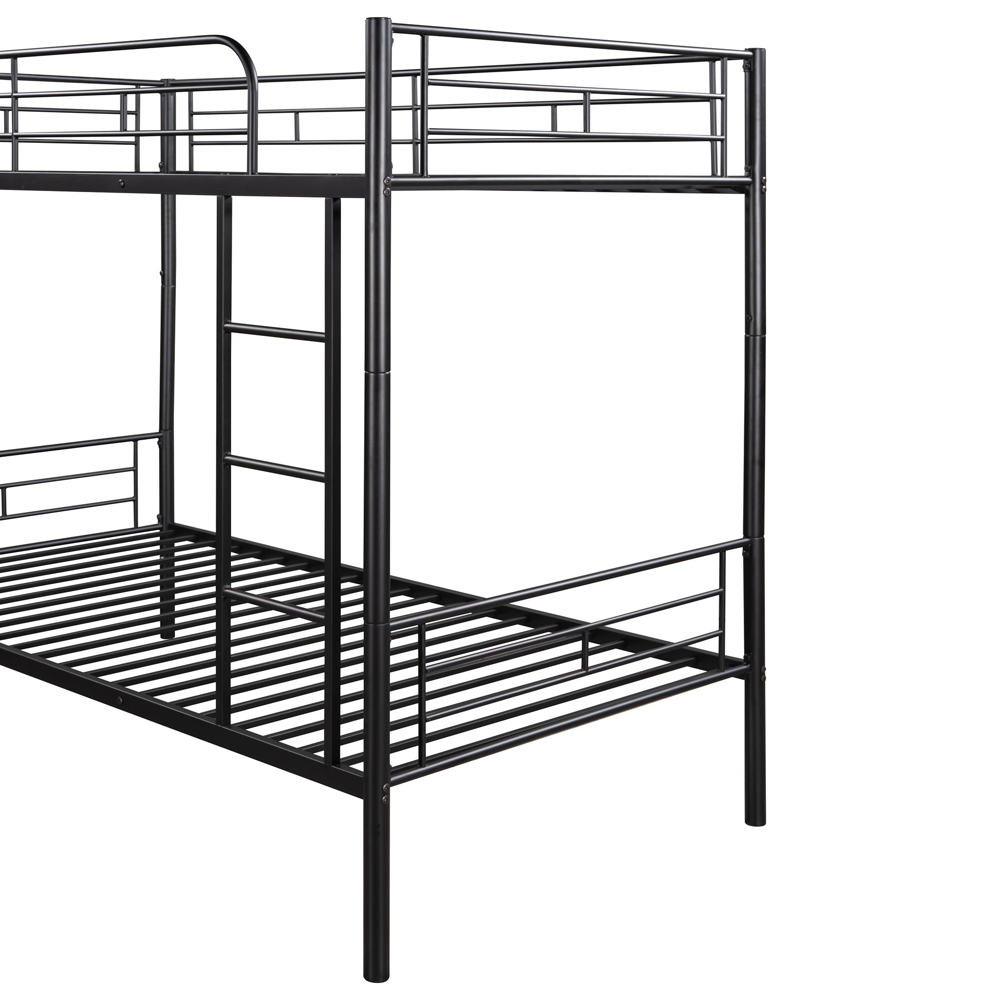 HAOYYE Twin Over Twin Metal Bunk Bed (Black) ( old sku: MF189201BAA ) Sturdy Space-Saving Heavy Duty Modern Design Easy Assembly Durable Stylish Home Furniture Versatile