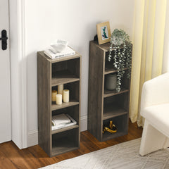 HAOYYE 8-Tier Media Tower Rack, CD DVD Slim Storage Cabinet with Adjustable Shelves, Tall Narrow Bookcase Display Bookshelf for Home Office,Multi-functional double-decker bookcase Sturdy Space-Saving