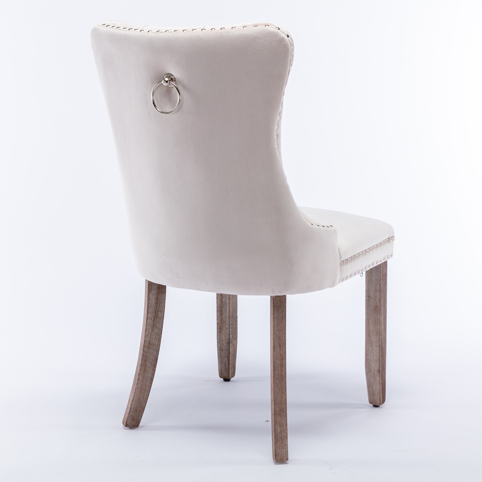 HAOYYE High-end Tufted Solid Wood Contemporary Velvet Upholstered Dining Chair with Wood Legs Nailhead Trim 2-Pcs Set,Beige, SW2001BG Sturdy Space-Saving Heavy Duty Modern Design