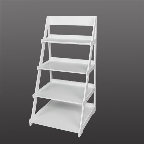 HAOYYE Wood Plastic 4-Tier Ladder-Style Shelf And Plant Stand, White Sturdy Space-Saving Organizer With Modern Design, Durable Storage Solution For Living Room, Bedroom, And Home Essentials, Stylish Display Shelf For Indoor Plants And Accessories