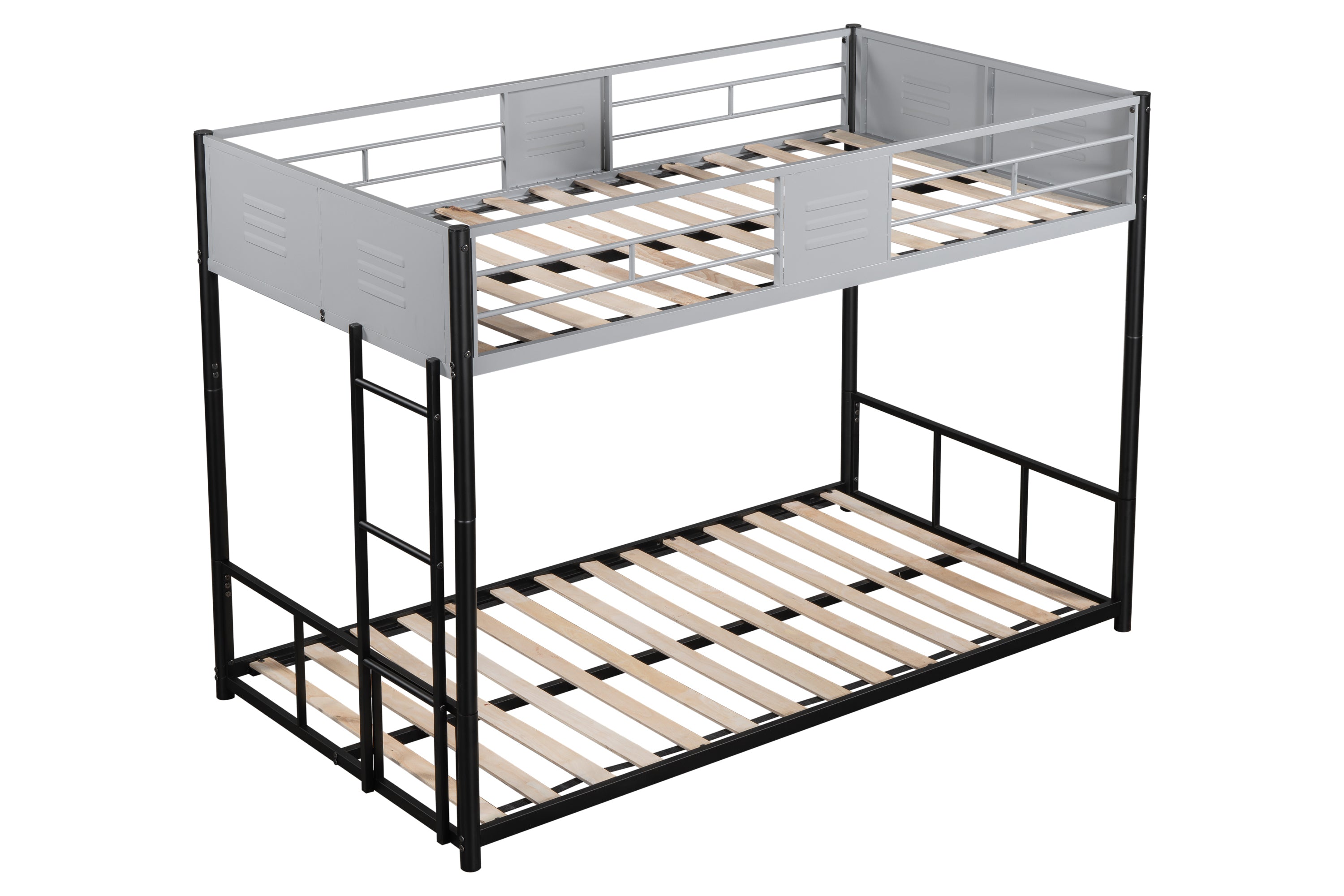HAOYYE Metal Twin over Twin Bunk Bed with Vent Board/ Heavy-duty Sturdy Metal/ Noise Reduced/ Safety Guardrail/ CPC Certified Space-Saving Heavy Duty Modern Design Adults Dorm Room Easy Assembly