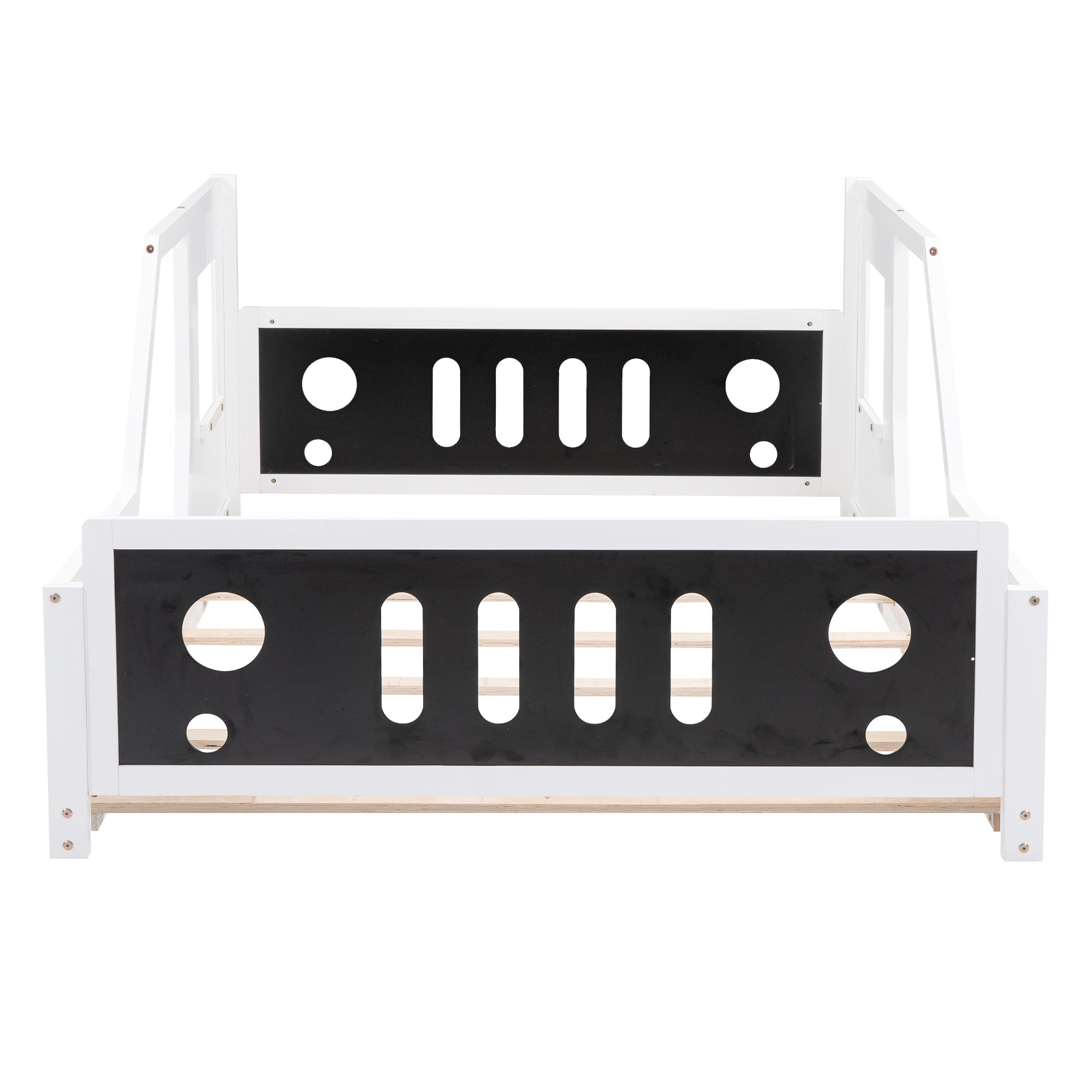 HAOYYE Full Size Classic Car-Shaped Platform Bed with Wheels,White Sturdy Space-Saving Heavy Duty Modern Design Adults Dorm Room Easy Assembly Bedroom Furniture