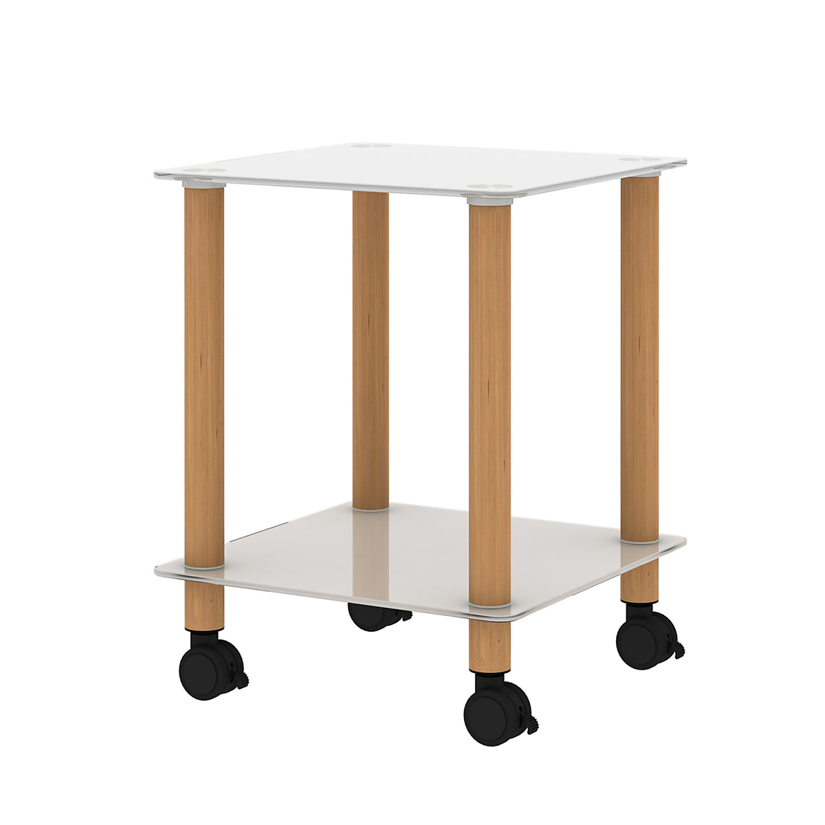 HAOYYE One Piece White And Oak Side Table with Two Tier Storage Shelf for Adults Dorm Room and Living Spaces Perfect as Nightstand, End Table or Sofa Table Featuring Heavy Duty Construction, Space Saving Functionality and Easy Assembly