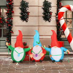 HAOYYE 6.6FT LED Lighted Christmas Inflatable Decoration Featuring Three Christmas Gnomes Elves, Funny Blow Up Yard Ornament for Front Yard Lawn Garden Outdoor Holiday Party Winter Decor