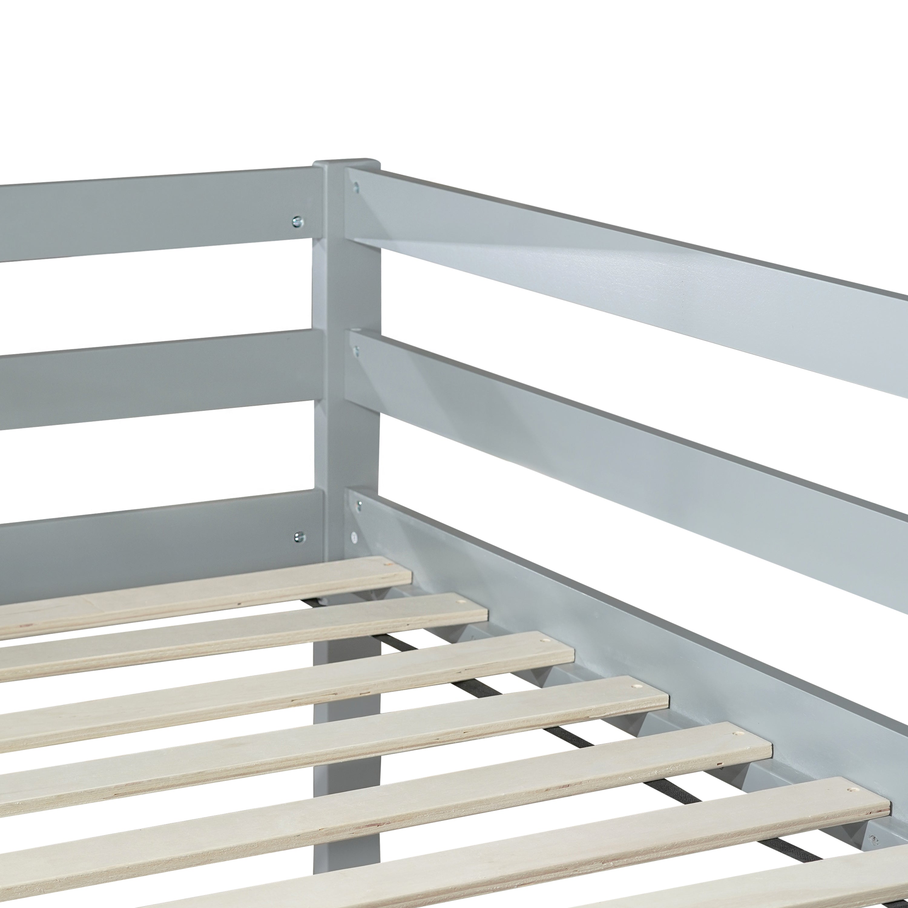 HAOYYE Solid Wooden, Rubber Wooden Twin Loft Bed with Ladder, Bed Platform of Strengthened Slats , Grey Sturdy Space-Saving Heavy Duty Modern Design Adults Dorm Room Easy Assembly Bedroom Furniture