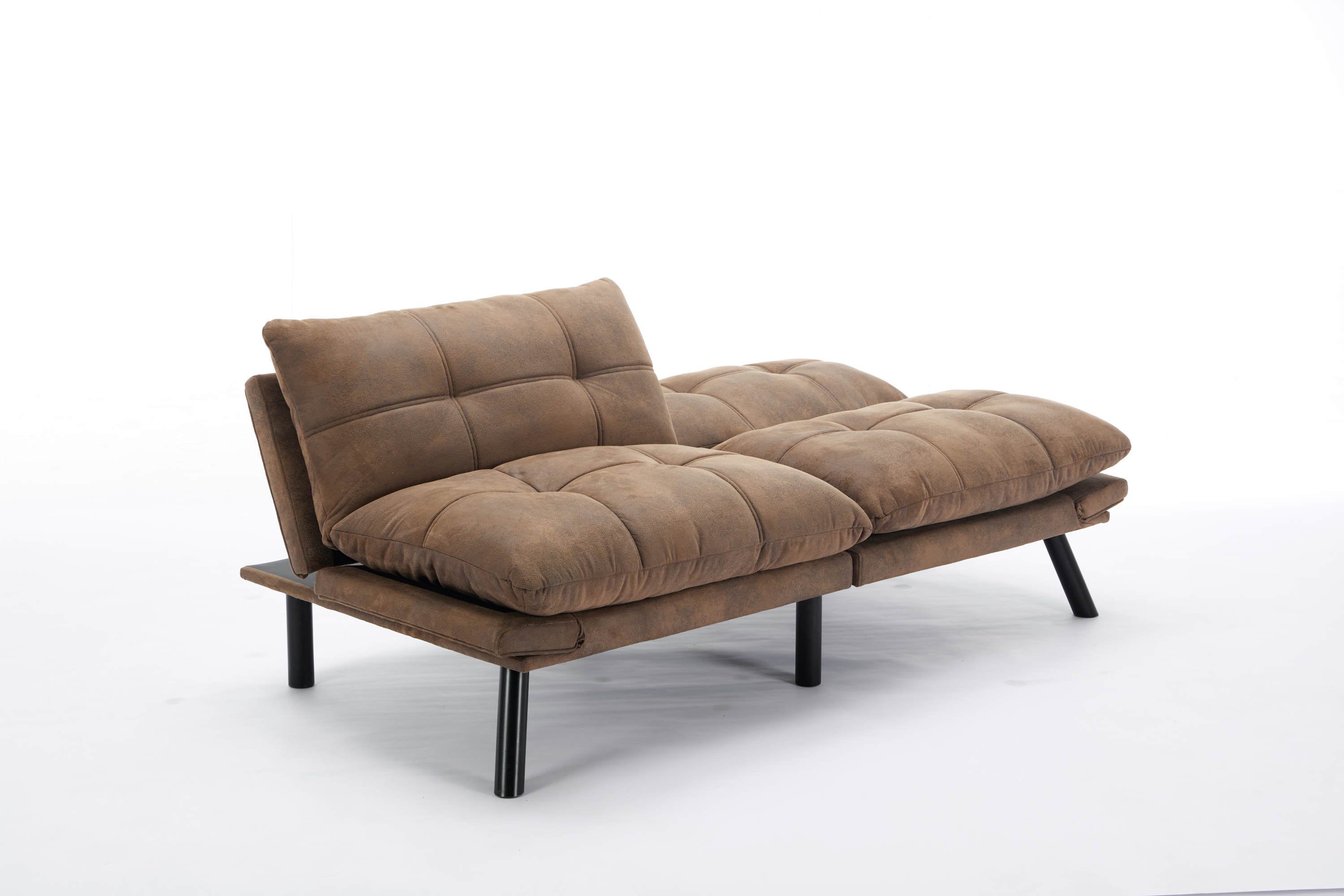 HAOYYE Leather Feel Brown Convertible Folding Sofa Bed, Sturdy Space-Saving Heavy Duty Modern Design for Adults Dorm Room Easy Assembly Bedroom Furniture