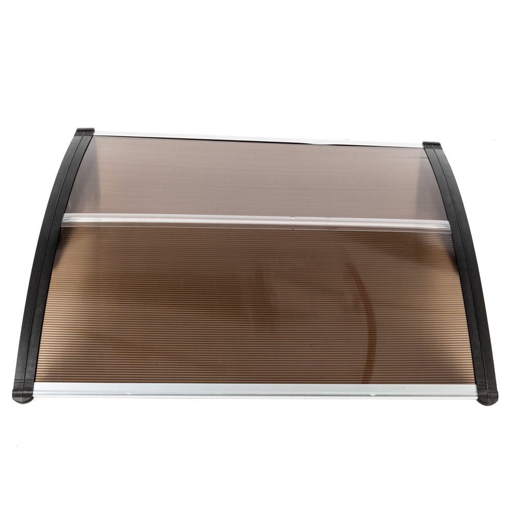 HAOYYE Household Application Door and Window Rain Cover Eaves Canopy With Brown Polycarbonate Board and Black Aluminum Bracket, Durable, Easy to Install, Suitable for Protecting Your Home From Rain and Sun, for Outdoor Use