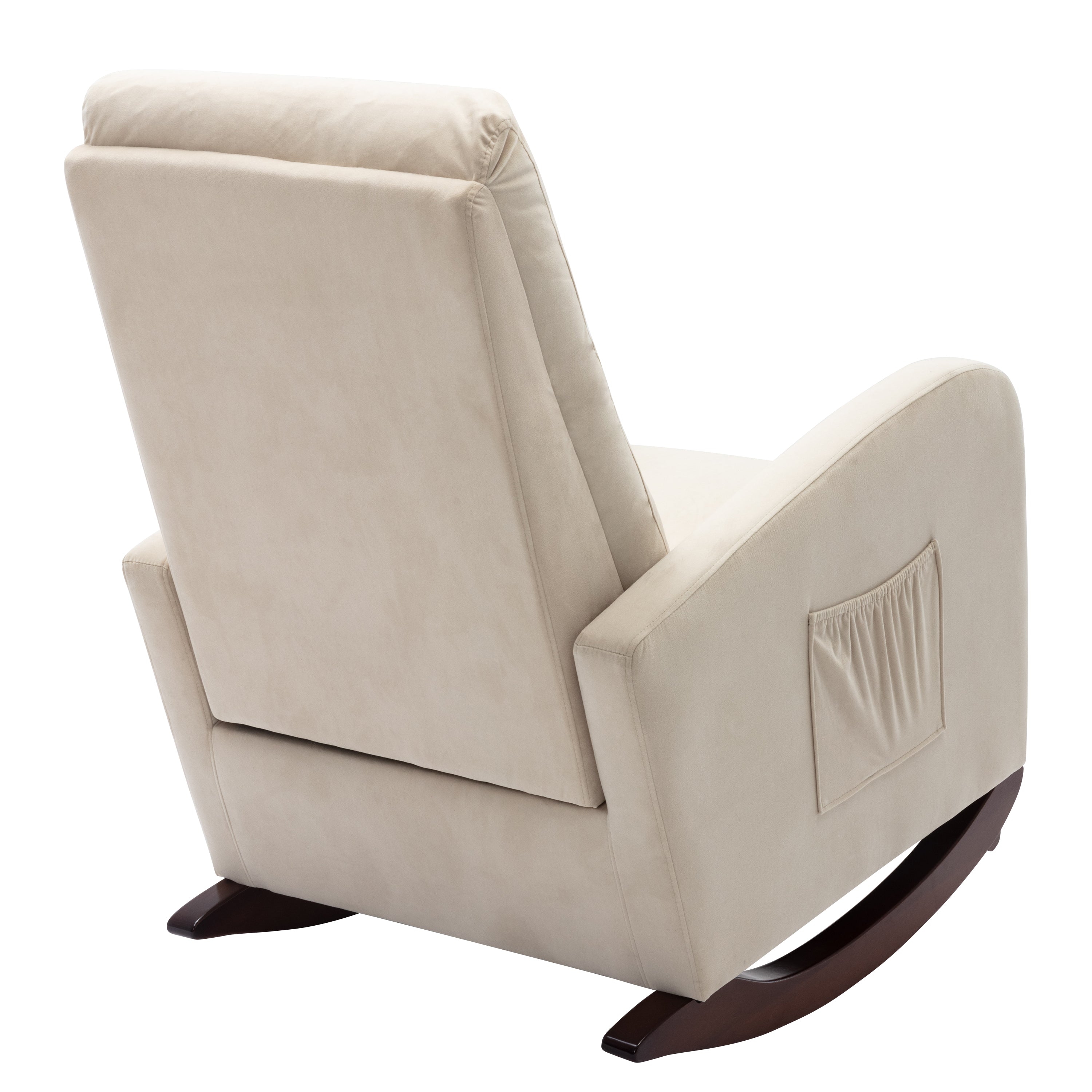 HAOYYE Comfortable Fabric Padded High Back Rocking Chair, Modern Nursery Rocker With Sturdy Armchair Design, Space-Saving and Durable, Easy Assembly, Ideal for Living Rooms or Bedrooms
