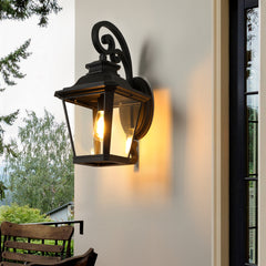 HAOYYE Large Outdoor Wall Sconce Lights with Clear Glass Can support multiple types of light bulbs 1pack Sturdy Space-Saving Heavy Duty Modern Design Adults Dorm Room Easy Assembly Bedroom Furniture