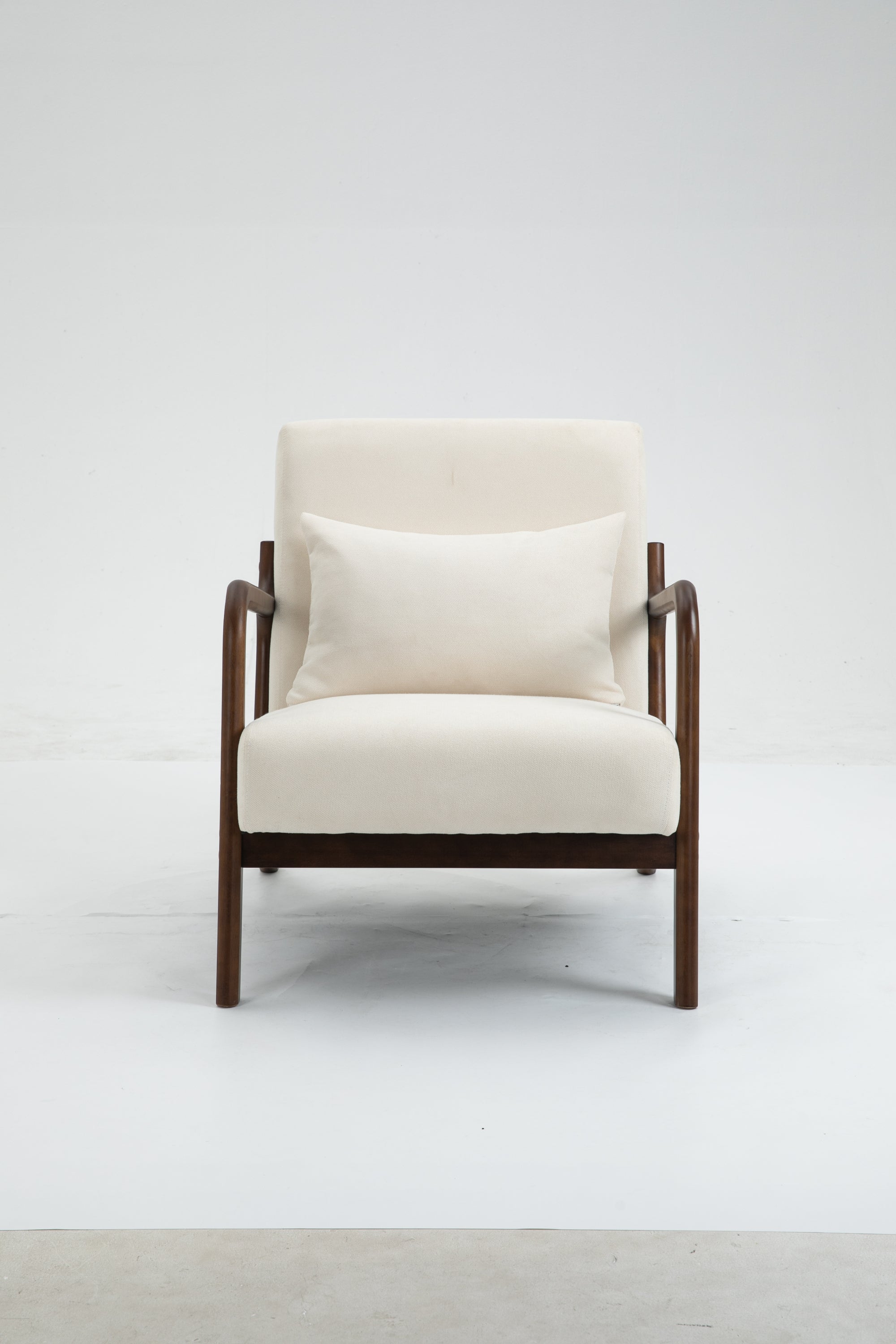 HAOYYE Mid Century Modern Accent Chair with Wood Frame, Upholstered Living Room Chairs with Waist Cushion, Reading Armchair for Bedroom Sunroom Sturdy Space-Saving Heavy Duty Modern Design Adults