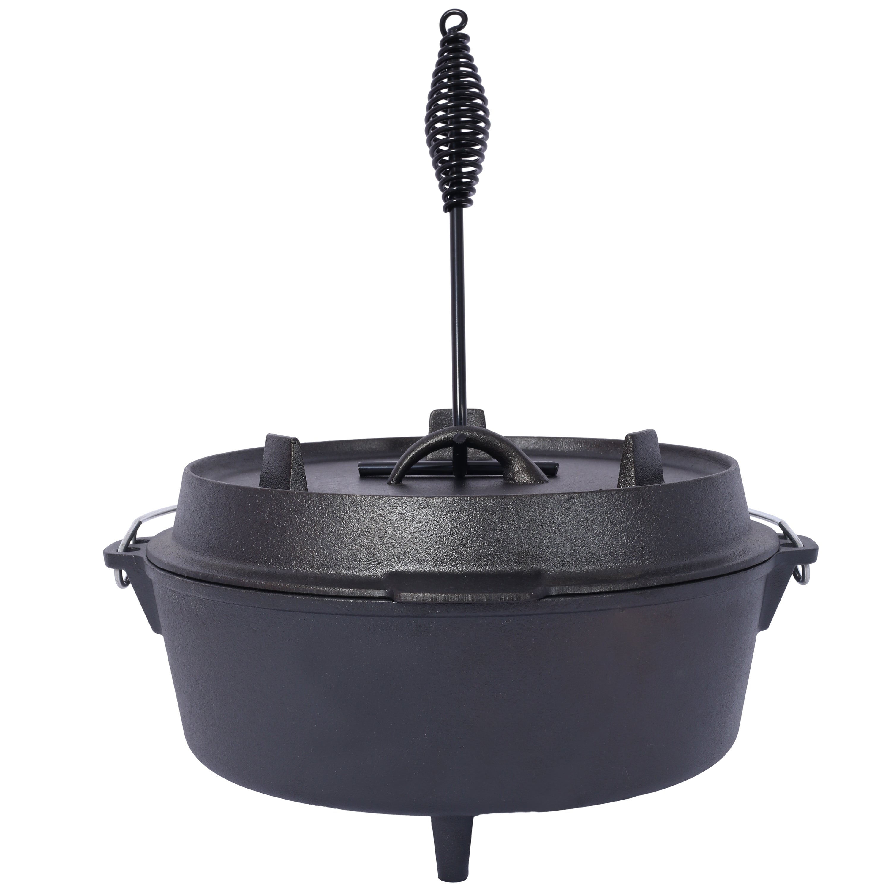 HAOYYE pre-Seasoned Cast Iron Dutch Oven With Skillet Lid, Outdoor Camping Deep Pot for Camping Fireplace Cooking BBQ Baking Campfire, Leg Base, 4.5 Quart Sturdy Space-Saving Heavy Duty Modern Design