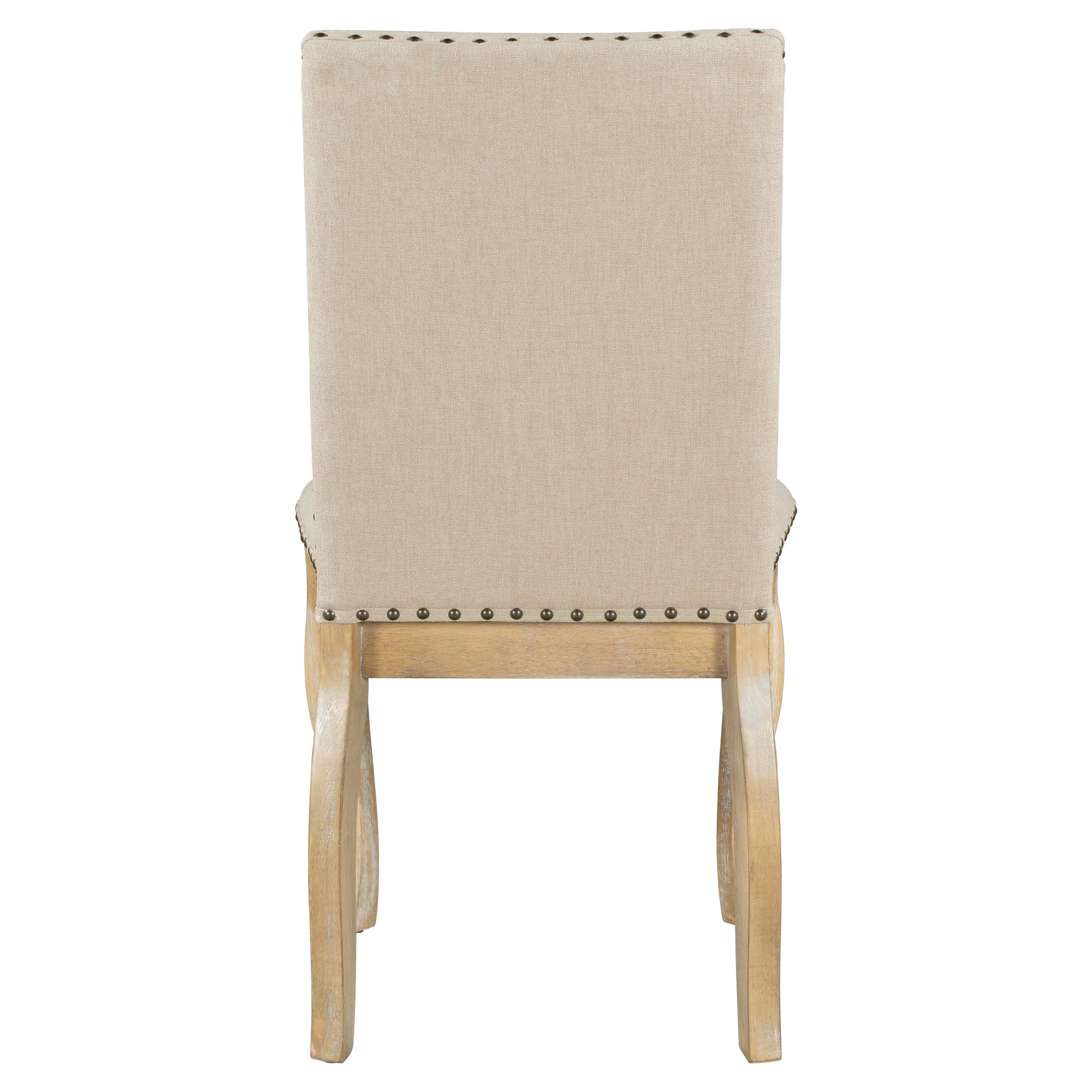 HAOYYE Set of 4 Dining chairs Wood Upholstered Fabirc Dining Room Chairs with Nailhead (Natural Wood Wash) Sturdy Space-Saving Heavy Duty Modern Design Adults Dorm Room Easy Assembly
