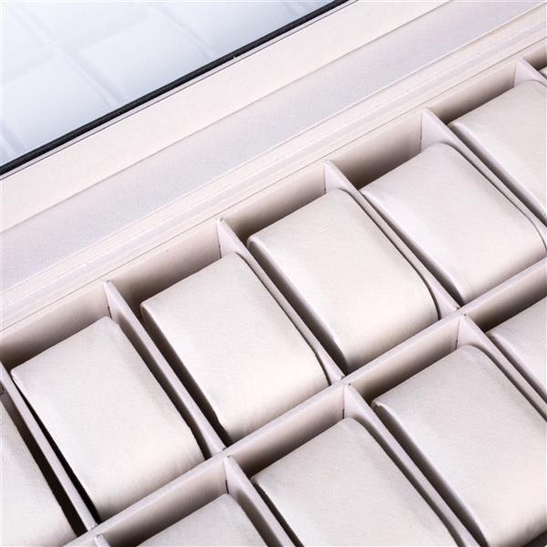 HAOYYE 24 Compartments Top-Level Opening Style Leather Watch Collection Box, Black Soft Cozy Warm Flannel Fleece Home Decor, Luxury Comfortable Unique Design, Premium Quality Decorative Storage Box for Watches, Jewelry, and Accessories