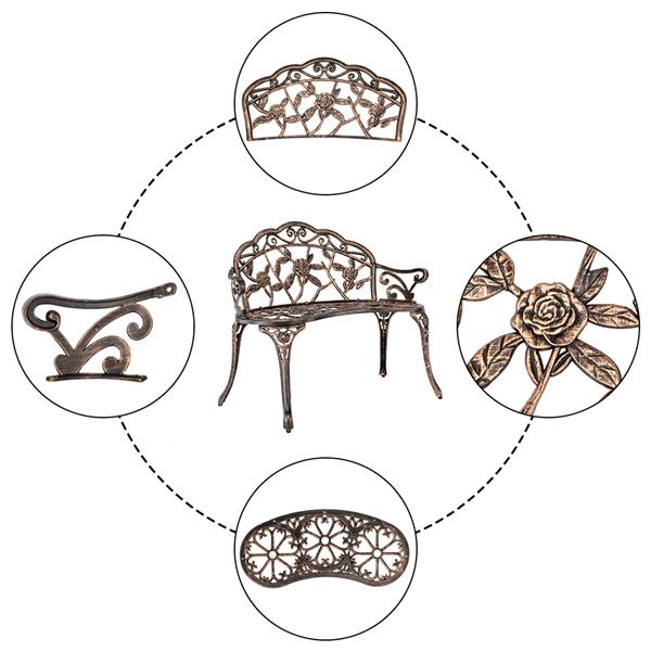 HAOYYE Cast Aluminum Outdoor Courtyard Decoration Park Leisure Rose Chair, Durable and Elegant Garden Chair with Rose Design, Perfect for Patio, Porch, or Garden, Comfortable and Stylish Seating