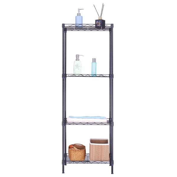 HAOYYE 4-Tier Wire Shelving Unit Metal Storage Rack Black Adjustable Organizer with Leveling Feet for Kitchen Bathroom Office