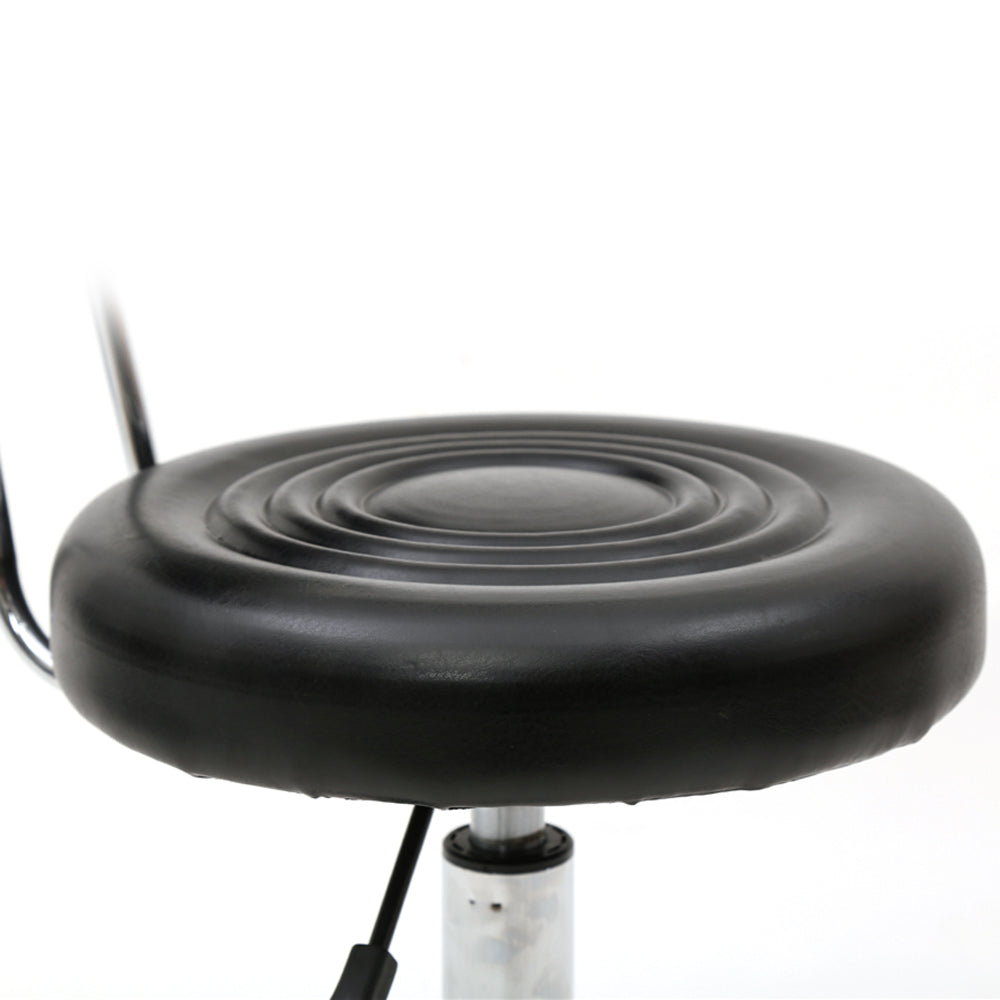 HAOYYE Black Adjustable Salon Stool with Backrest Round Seat Design 360° Swivel PU Leather Comfortable Rolling Chair for Home Office Studio Beauty Spa Lightweight Anti-Skid Durable Construction
