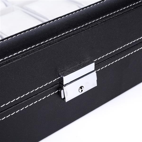 HAOYYE 24 Compartments Top-Level Opening Style Leather Watch Collection Box, Black Soft Cozy Warm Flannel Fleece Home Decor, Luxury Comfortable Unique Design, Premium Quality Decorative Storage Box for Watches, Jewelry, and Accessories