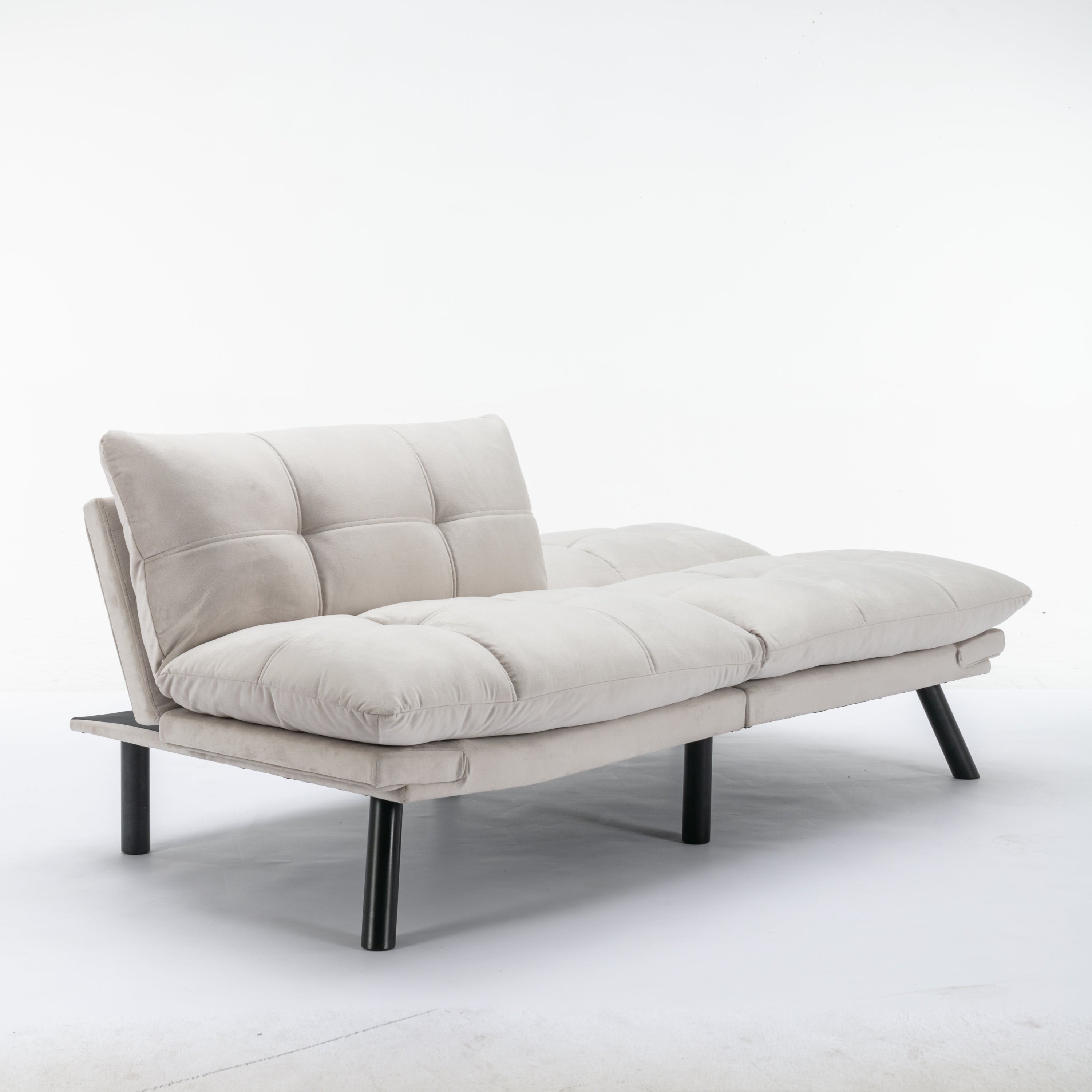 HAOYYE Cream Convertible Folding Modern sofa Bed Sturdy Space-Saving Heavy Duty Modern Design Adults Dorm Room Easy Assembly Bedroom Furniture