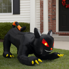 HAOYYE 6.5 FT Halloween Inflatable Black Cat with Animated Shakable Head, Built-In LED Lights, Spooky Yard Decor, Outdoor Halloween Decoration for Garden Lawn Party Indoor Haunted House Display