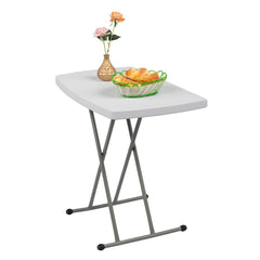 Haoyye Liftable Garden Plastic Table in White, Adjustable Height Outdoor Dining Table for Patio, Balcony, Backyard or Lawn, Lightweight and Weather Resistant Design, Easy to Clean and Perfect for Home or Commercial Use