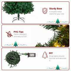 HAOYYE 7FT Green Artificial Christmas Tree with 1100 PVC Branches, 200 Warm LED Lights, 8 Lighting Modes, DIY Assembly, Sturdy Iron Base, Perfect for Home and Office Holiday Decor, Realistic Look for Christmas Celebration