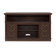 HAOYYE Traditional TV Media Stand Farmhouse Rustic Entertainment Console for TV Up to 65" with Open and Closed Storage Space, Espresso, 60"W*15.75"D*34.25"H Sturdy Space-Saving Heavy Duty Modern Design