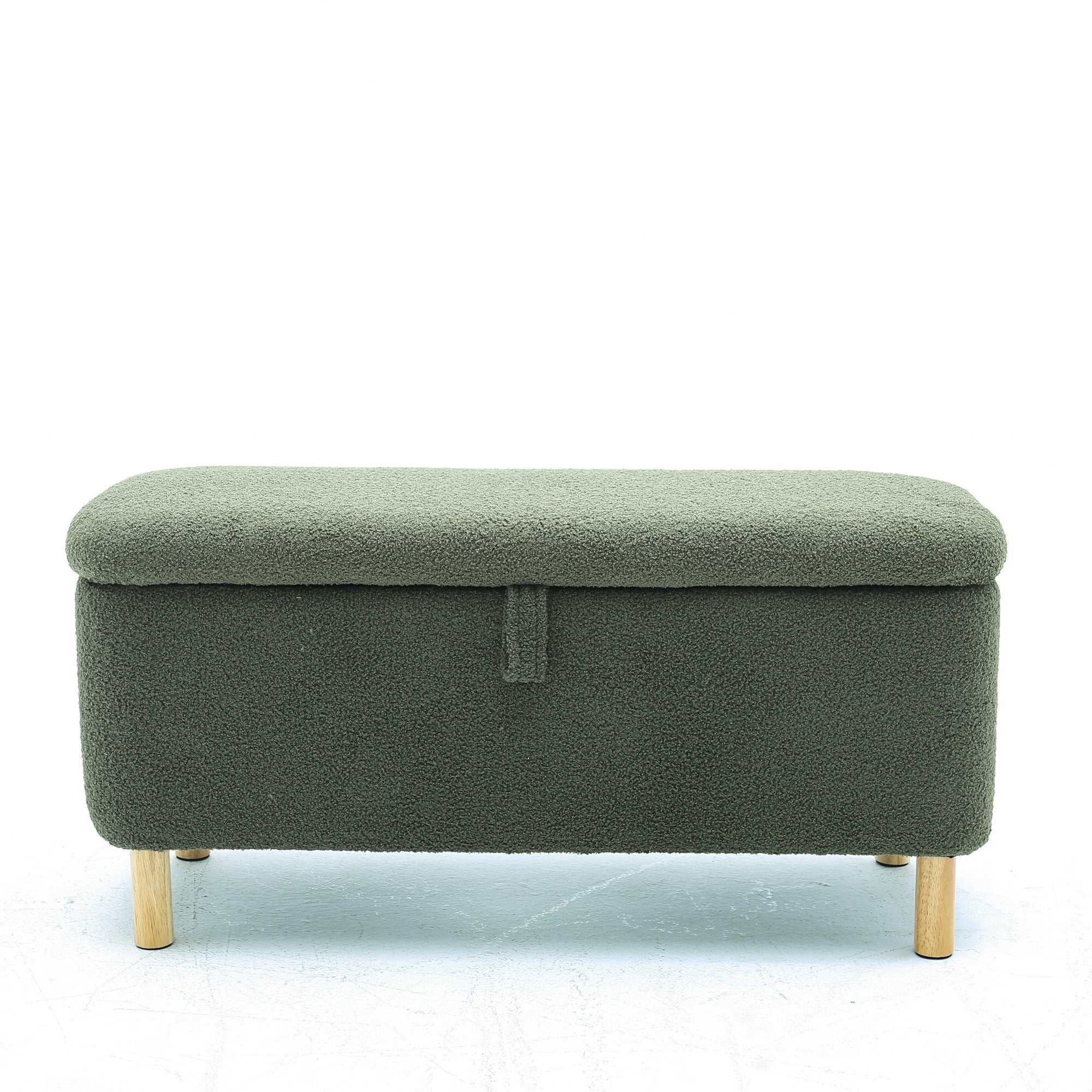 HAOYYE Basics Upholstered Storage Ottoman and Entryway Bench GREEN Sturdy Space-Saving Heavy Duty Modern Design Adults Dorm Room Easy Assembly Bedroom Furniture