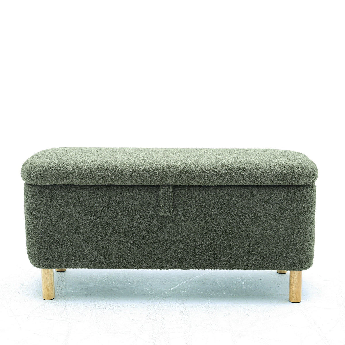 HAOYYE Basics Upholstered Storage Ottoman and Entryway Bench GREEN Sturdy Space-Saving Heavy Duty Modern Design Adults Dorm Room Easy Assembly Bedroom Furniture