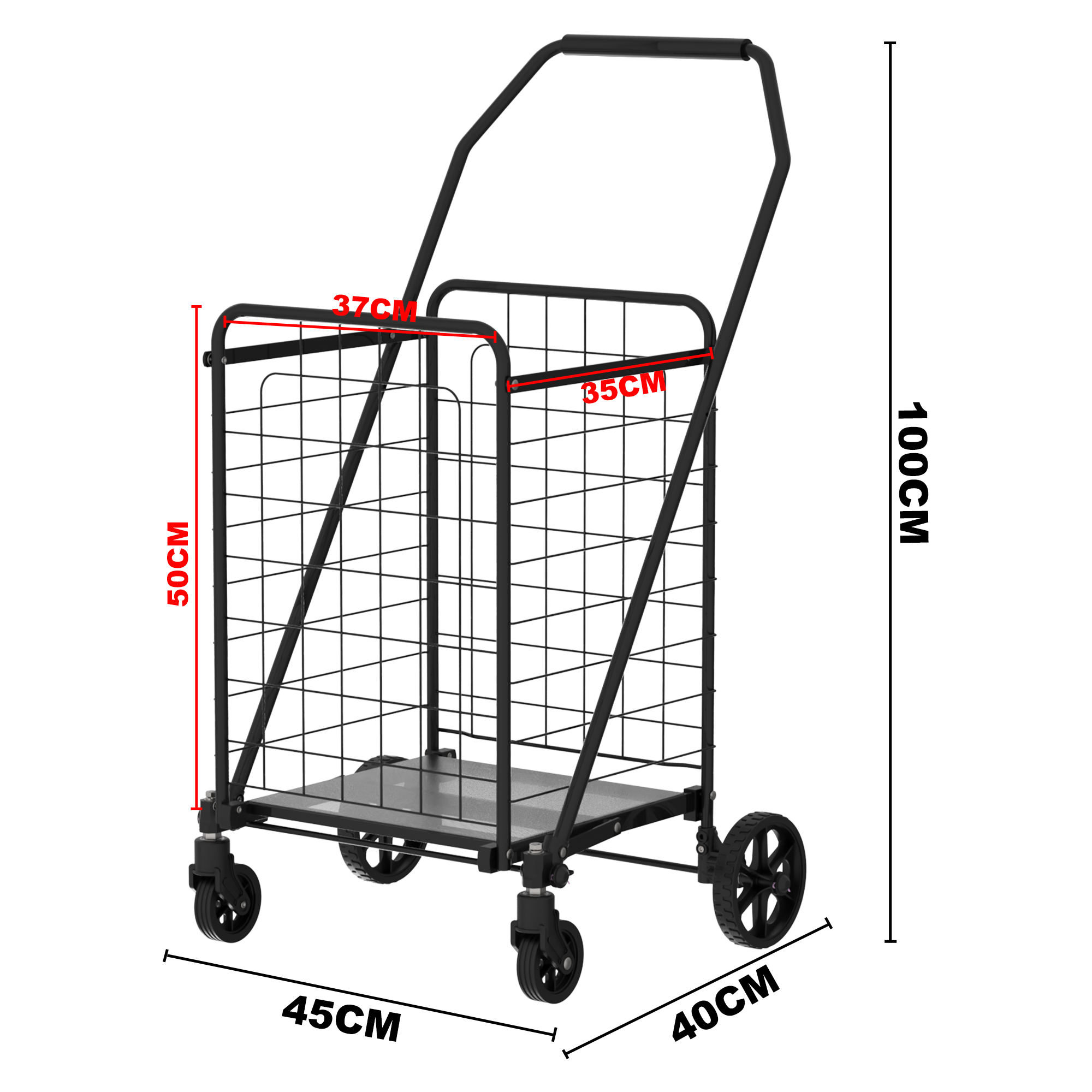 HAOYYE Shopping Cart with Shelf Foldable Utility Grocery Cart on Wheels Double Basket Design 360° Rolling Swivel Wheels for Easy Maneuvering Perfect for Groceries Laundry and Everyday Use