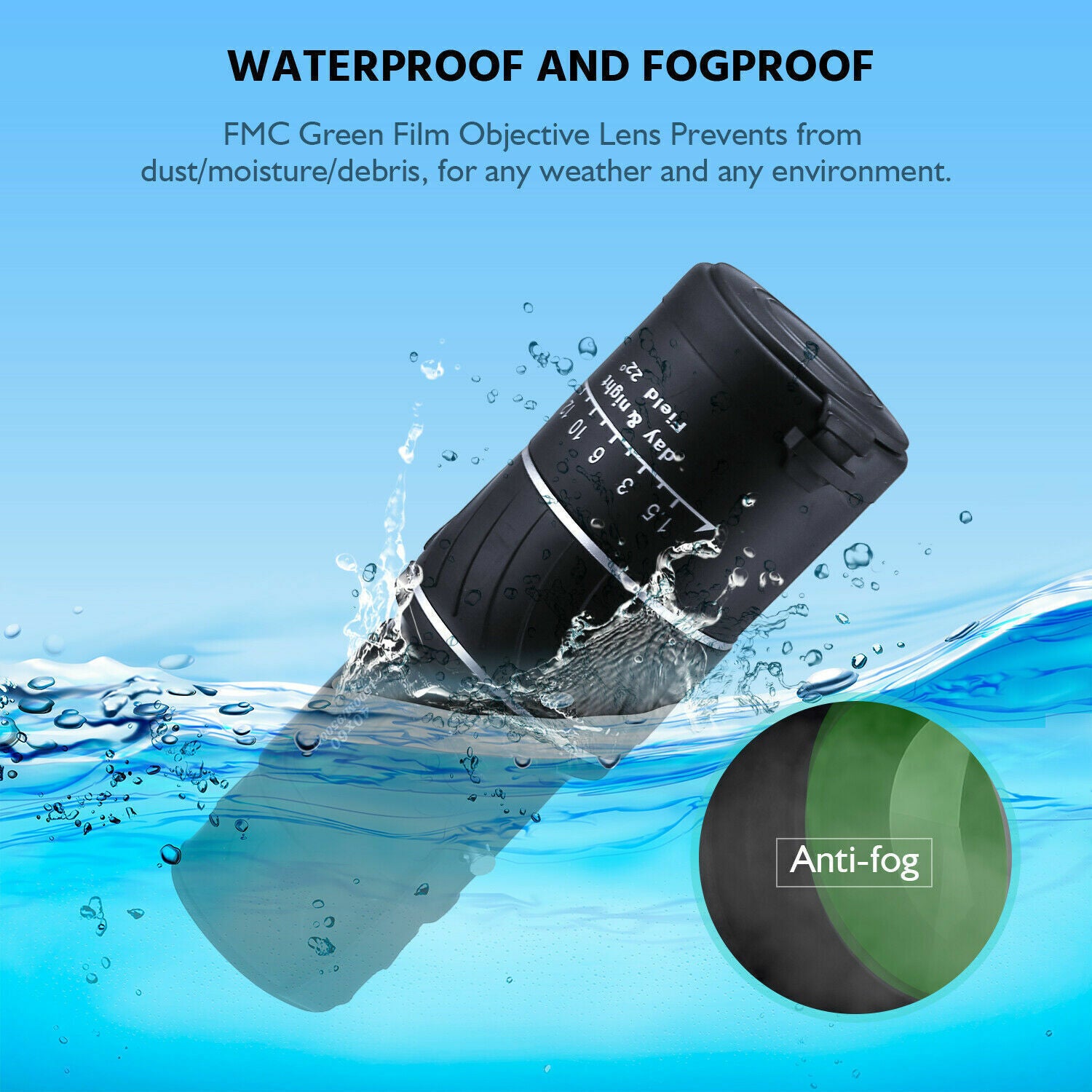HAOYYE 40x60 HD Monocular Telescope with Day and Night Vision Waterproof Anti-Fog Optical Scope Handheld High Power Zoom for Hunting Camping Wildlife Viewing Nature and Outdoor Observation