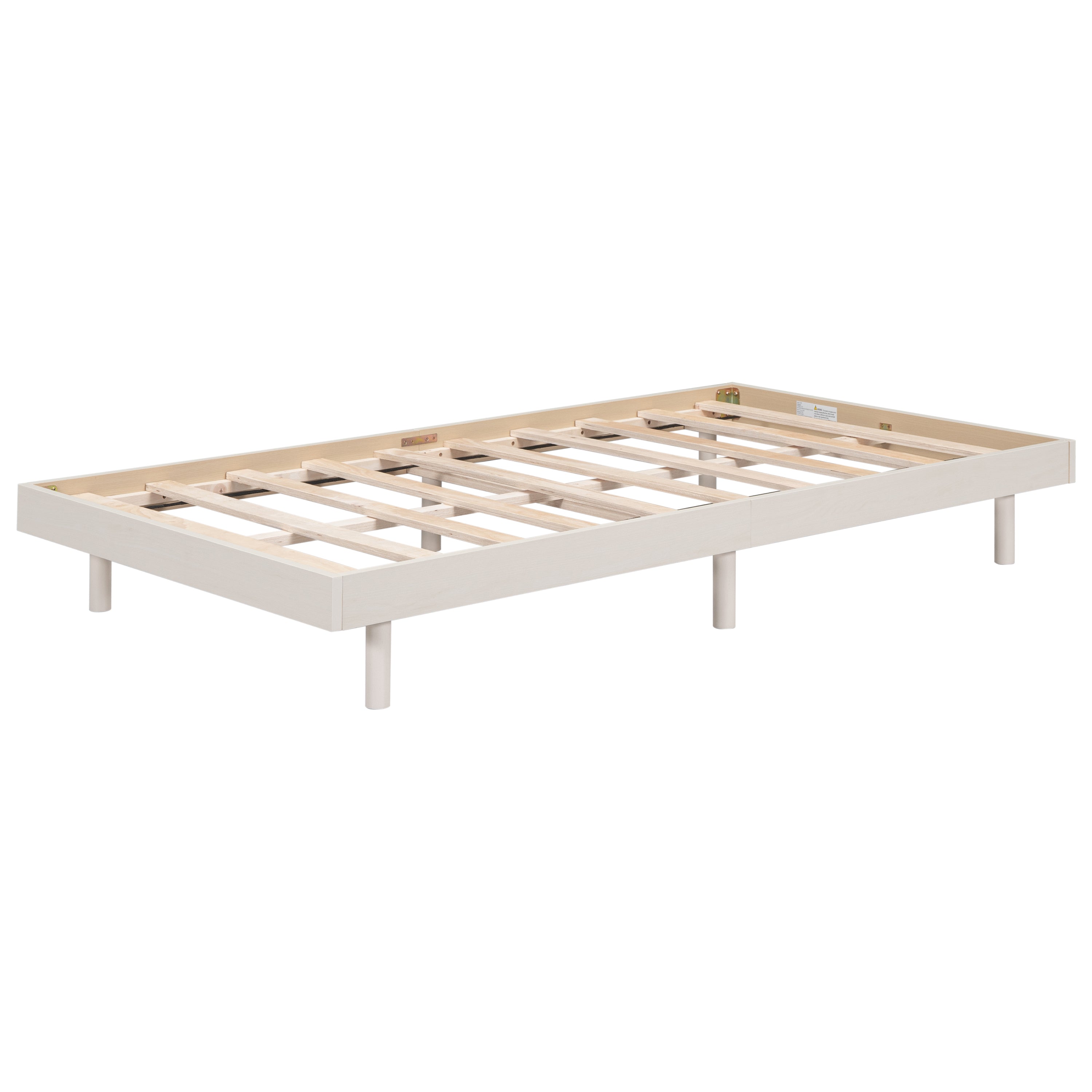 HAOYYE Modern Design Twin Size Floating Platform Bed Frame for White Washed Color Sturdy Space-Saving Heavy Duty Easy Assembly Durable Stylish Home Furniture Versatile