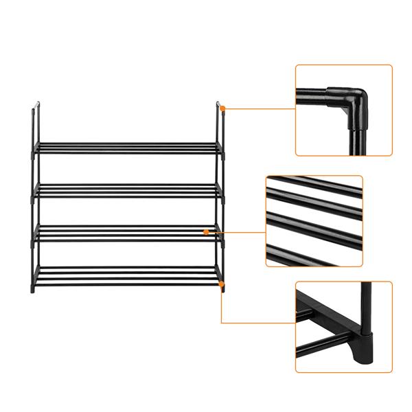 HAOYYE 2-Pack 4-Tier Shoe Rack Shelf, Gray Color, Durable and Space-Saving Storage Organizer, Modern Design, Versatile Use for Bedroom, Entryway, Hallway, and Closet, Premium Quality