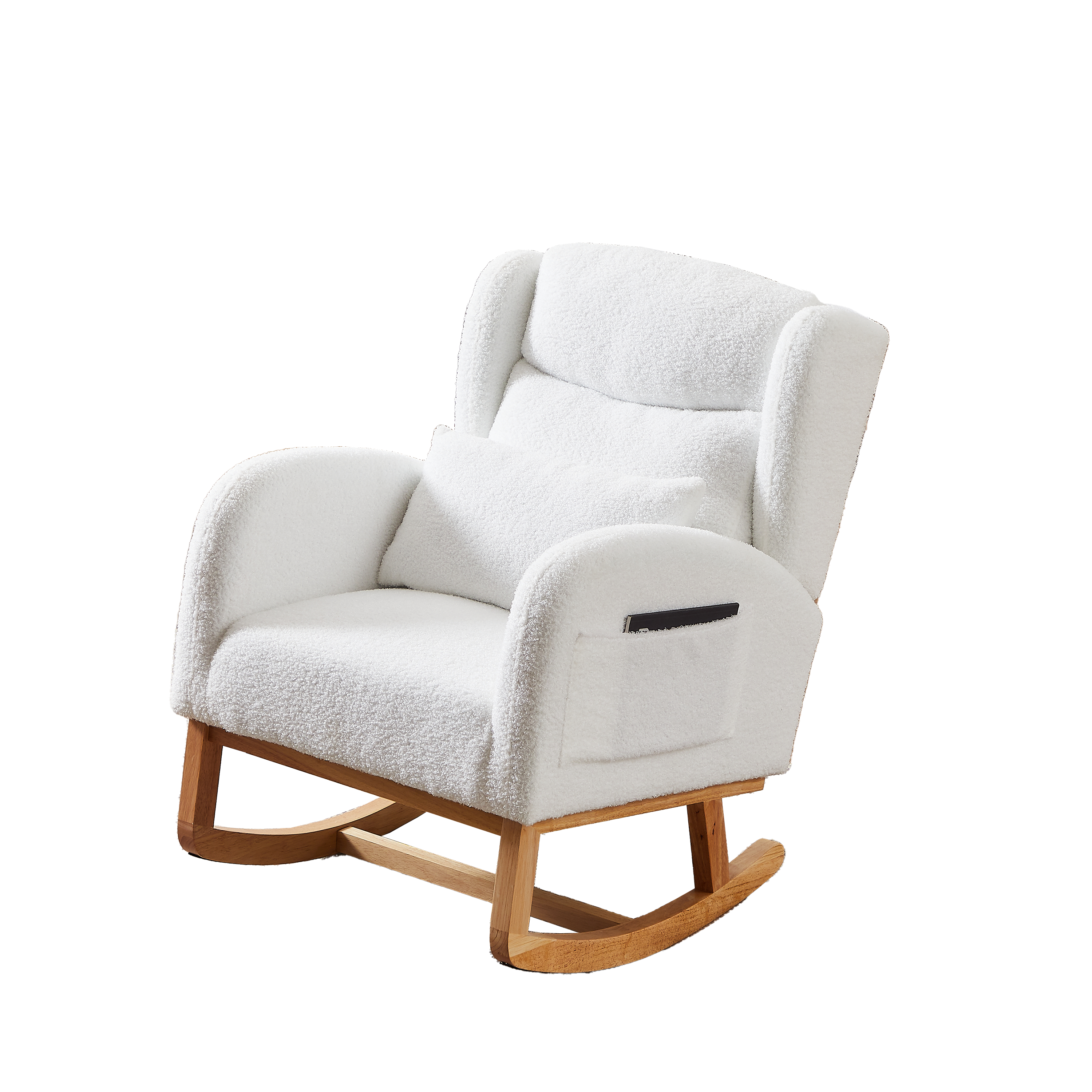 HAOYYE 27.2"W Modern Accent High Backrest Living Room Lounge Arm Rocking Chair, Two Side Pocket Sturdy Space-Saving Heavy Duty Modern Design Adults Dorm Room Easy Assembly Bedroom Furniture